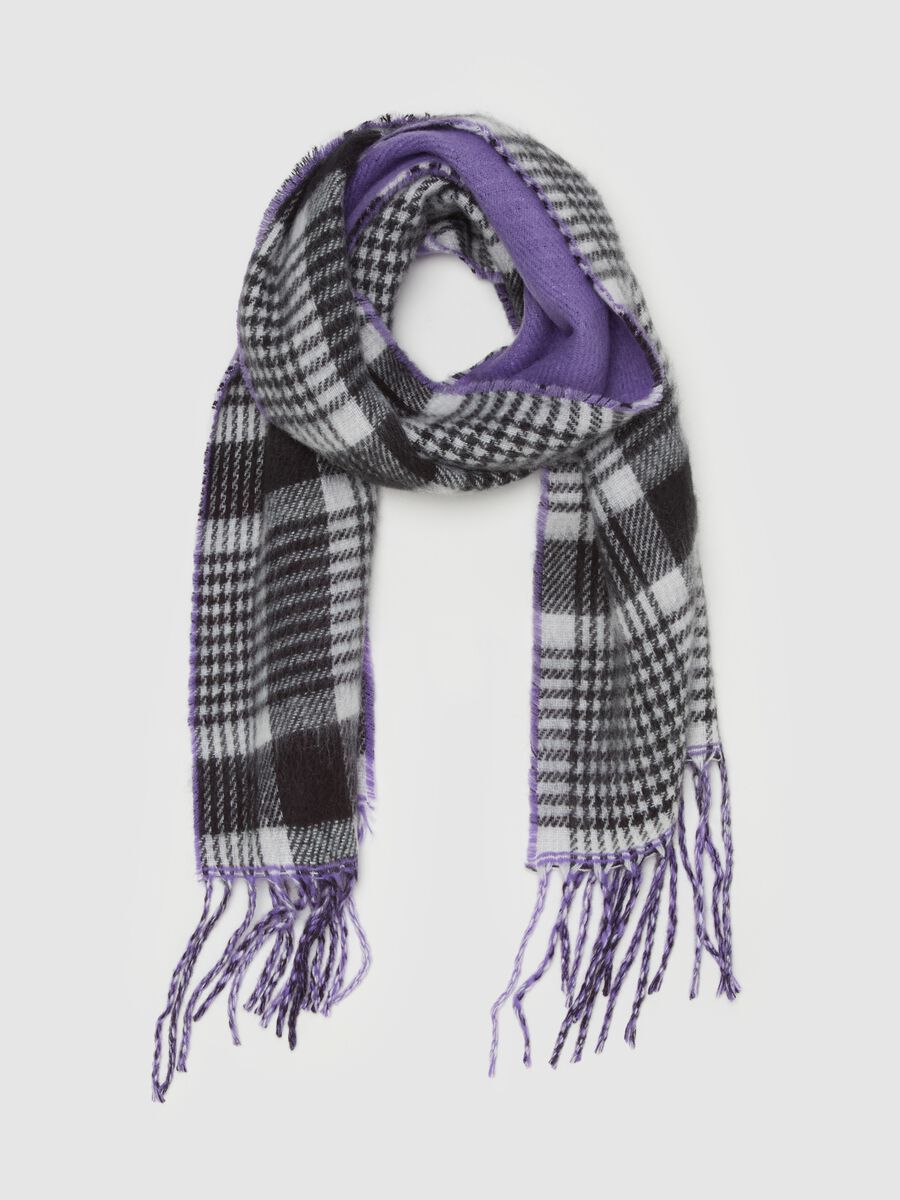 Double-sided scarf with fringed hem_0