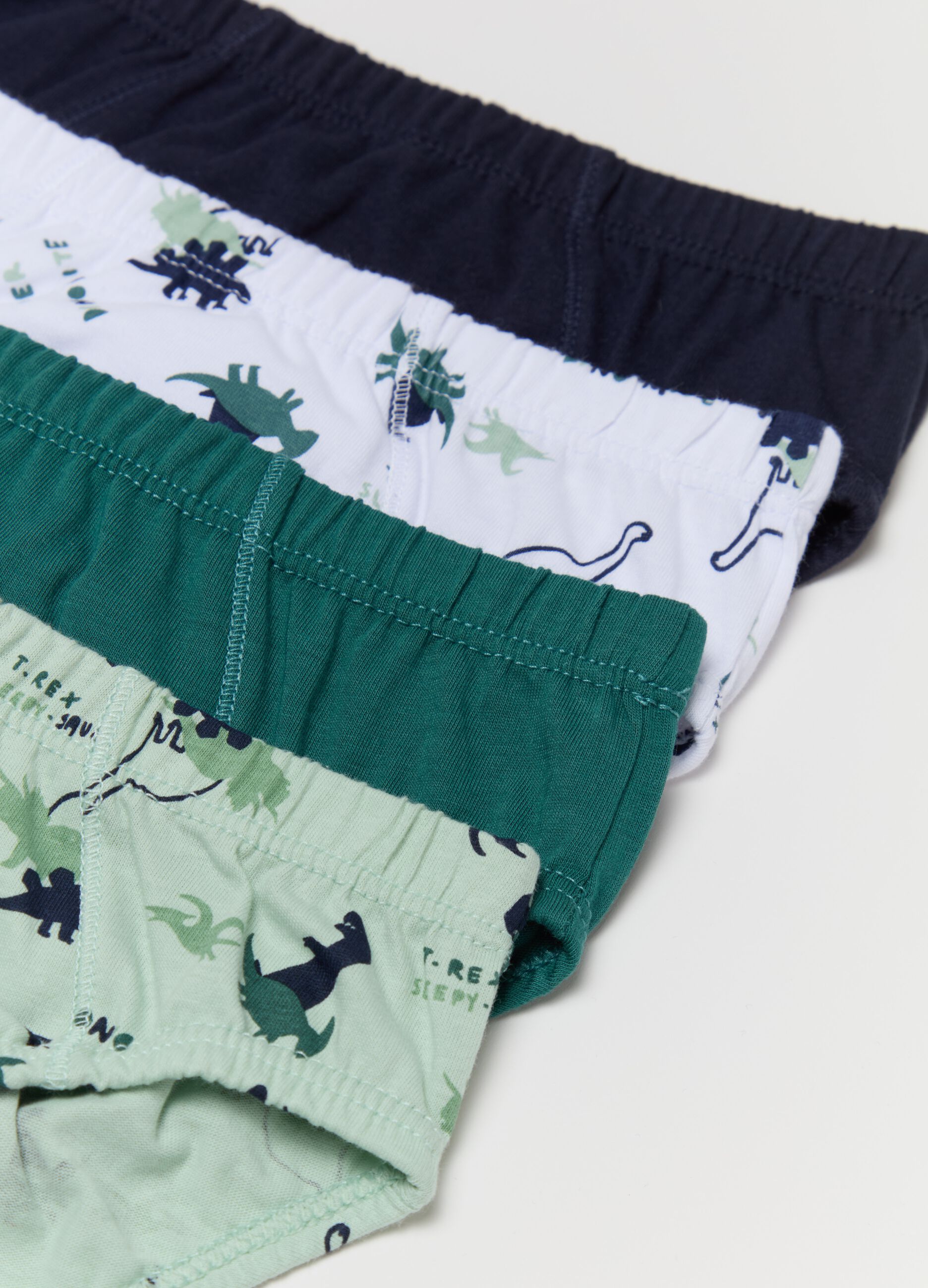 Five-pack organic cotton briefs with dinosaurs print