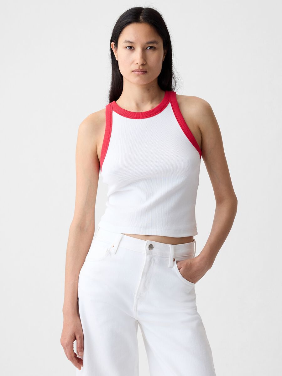 Ribbed crop tank top with halter neck_2