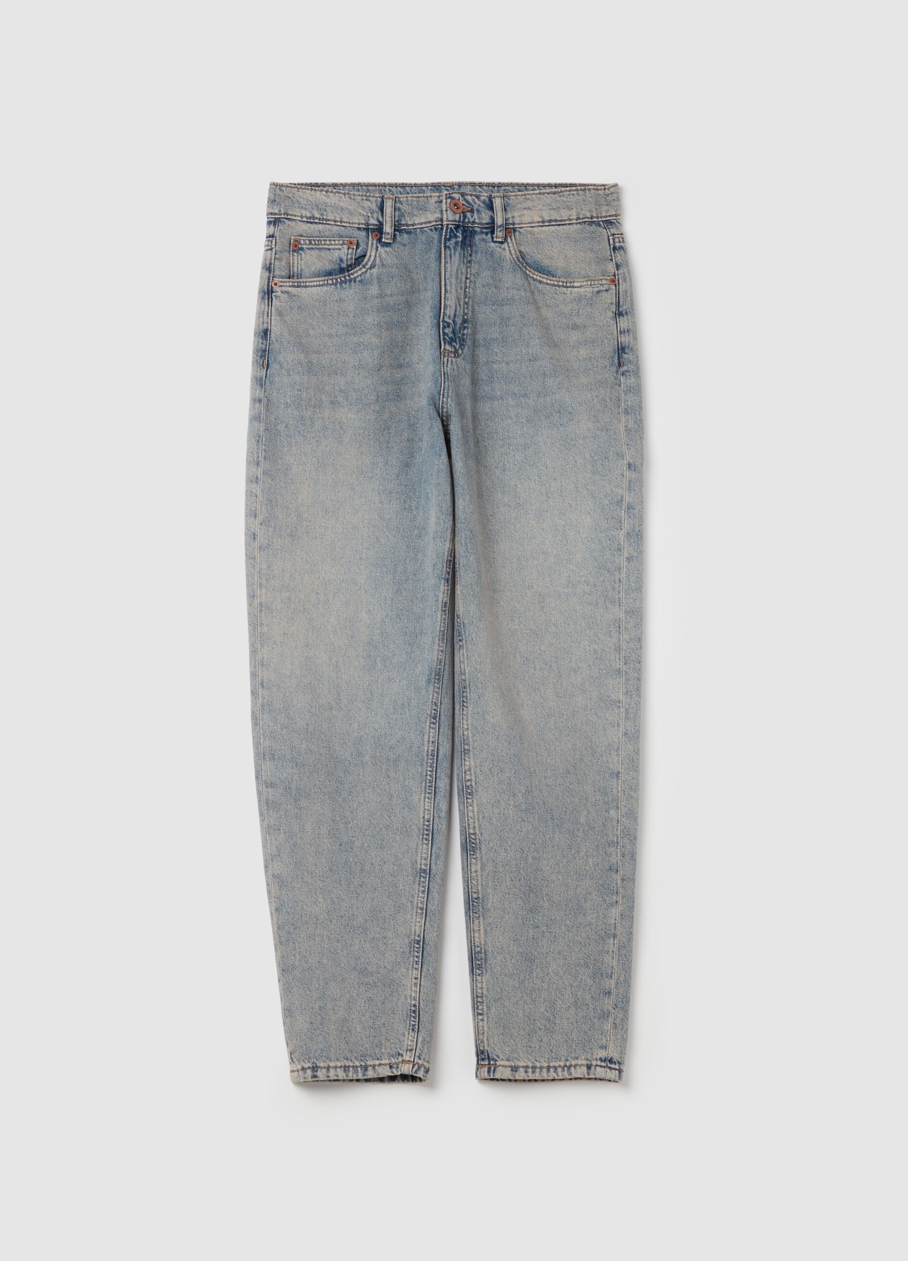 Balloon-fit acid-wash jeans