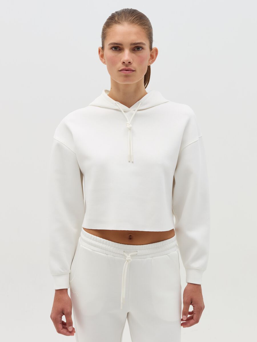 AI•KI crop sweatshirt with hood_1