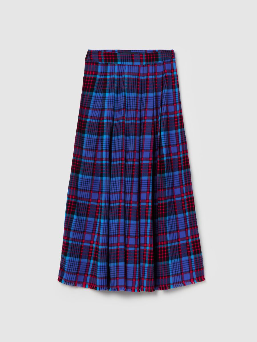 Pleated midi skirt with check pattern_4