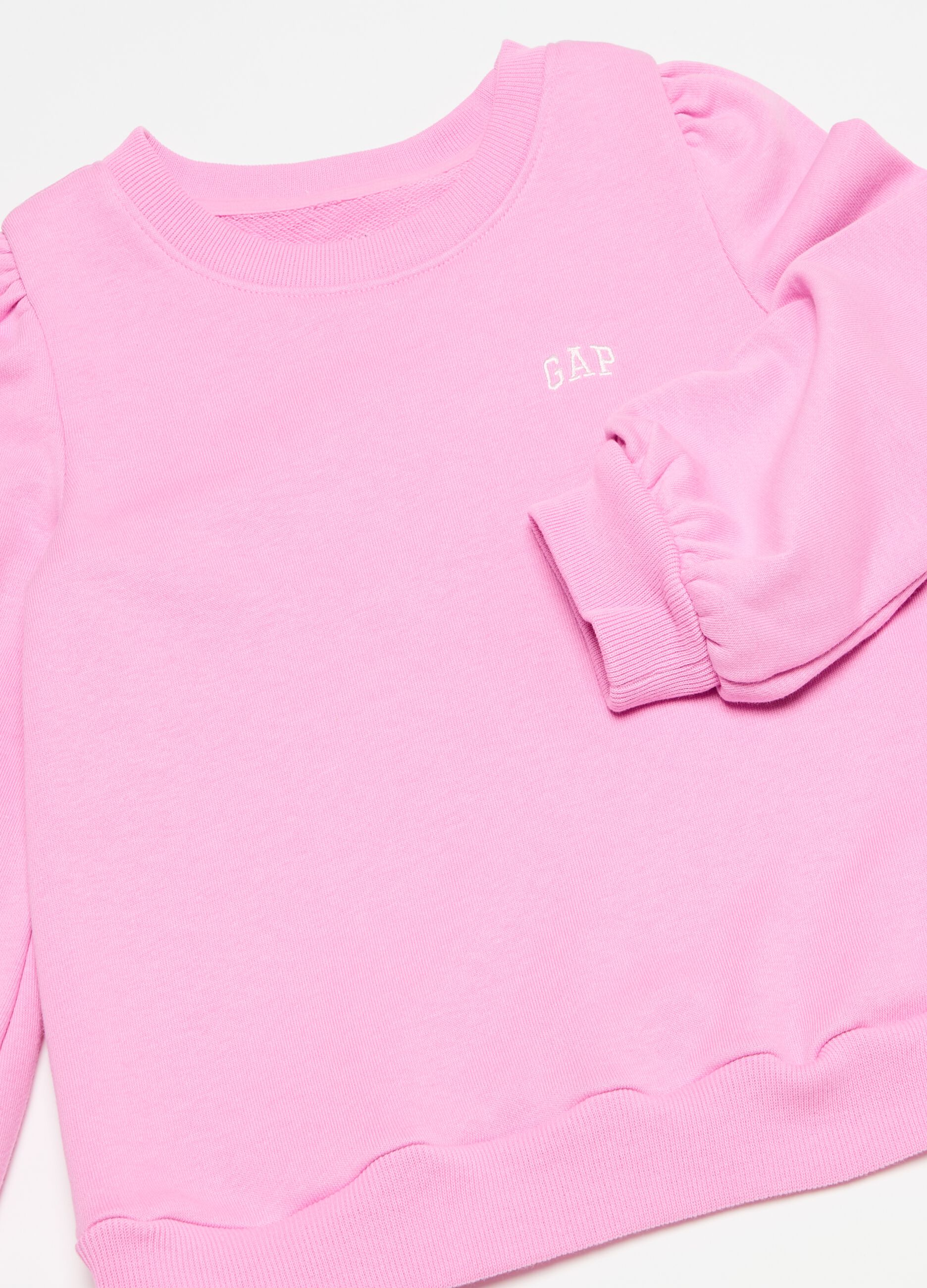 Sweatshirt with logo embroidery and puff sleeves