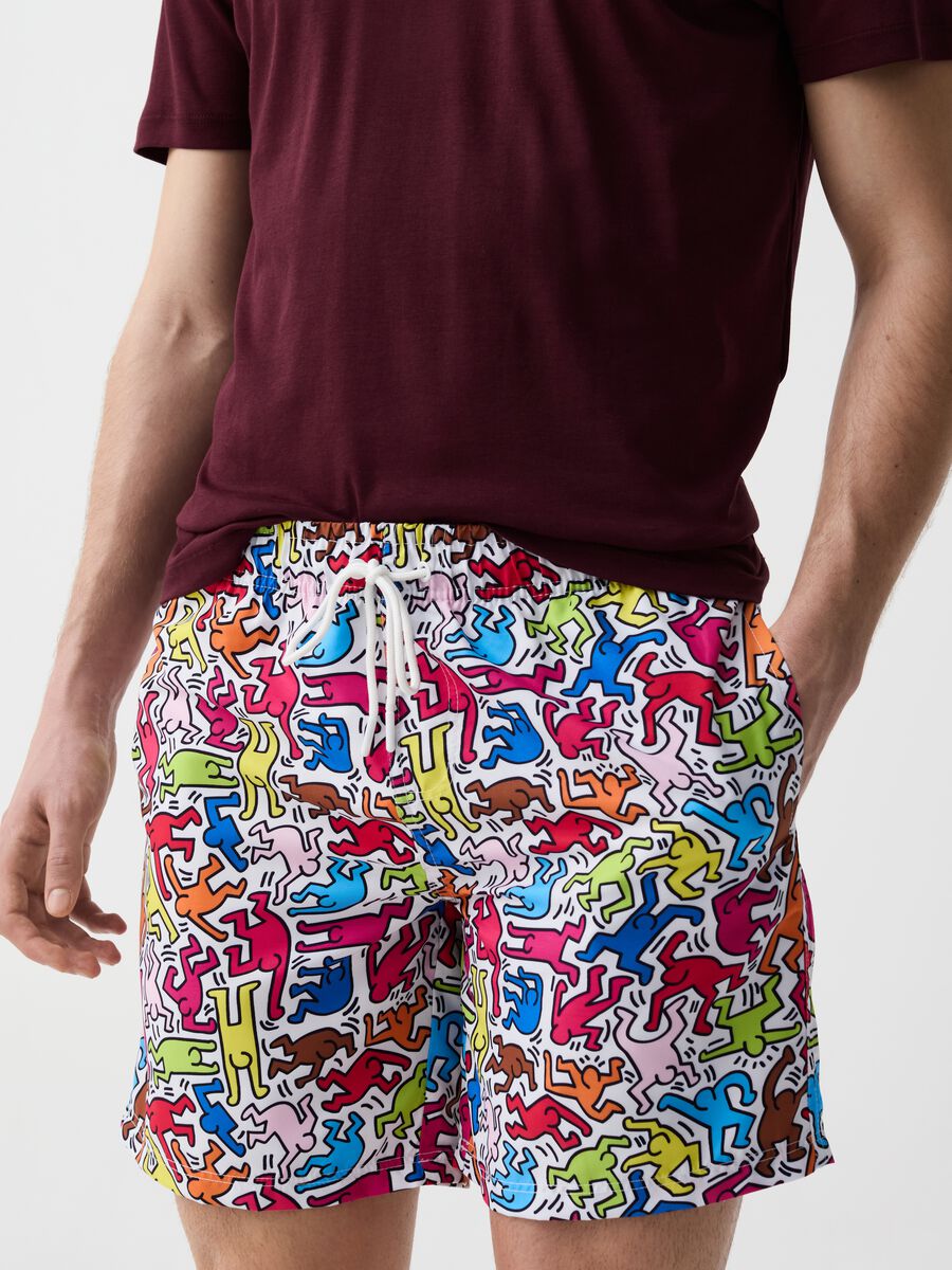 Swimming trunks with Keith Haring print_1