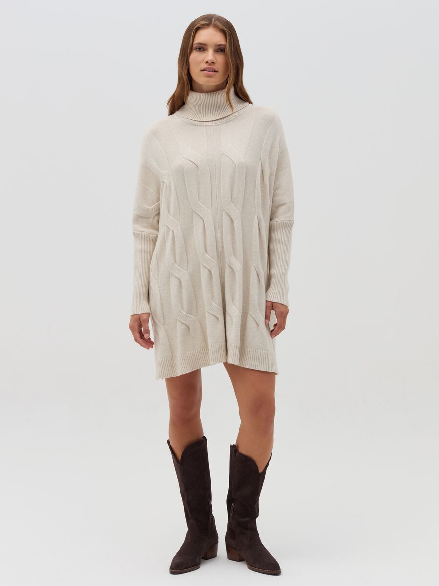 Cable-knit dress with high neck_0