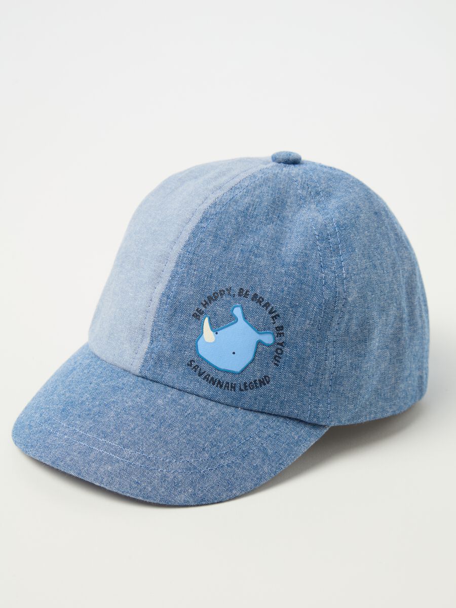 Denim baseball cap with print_2