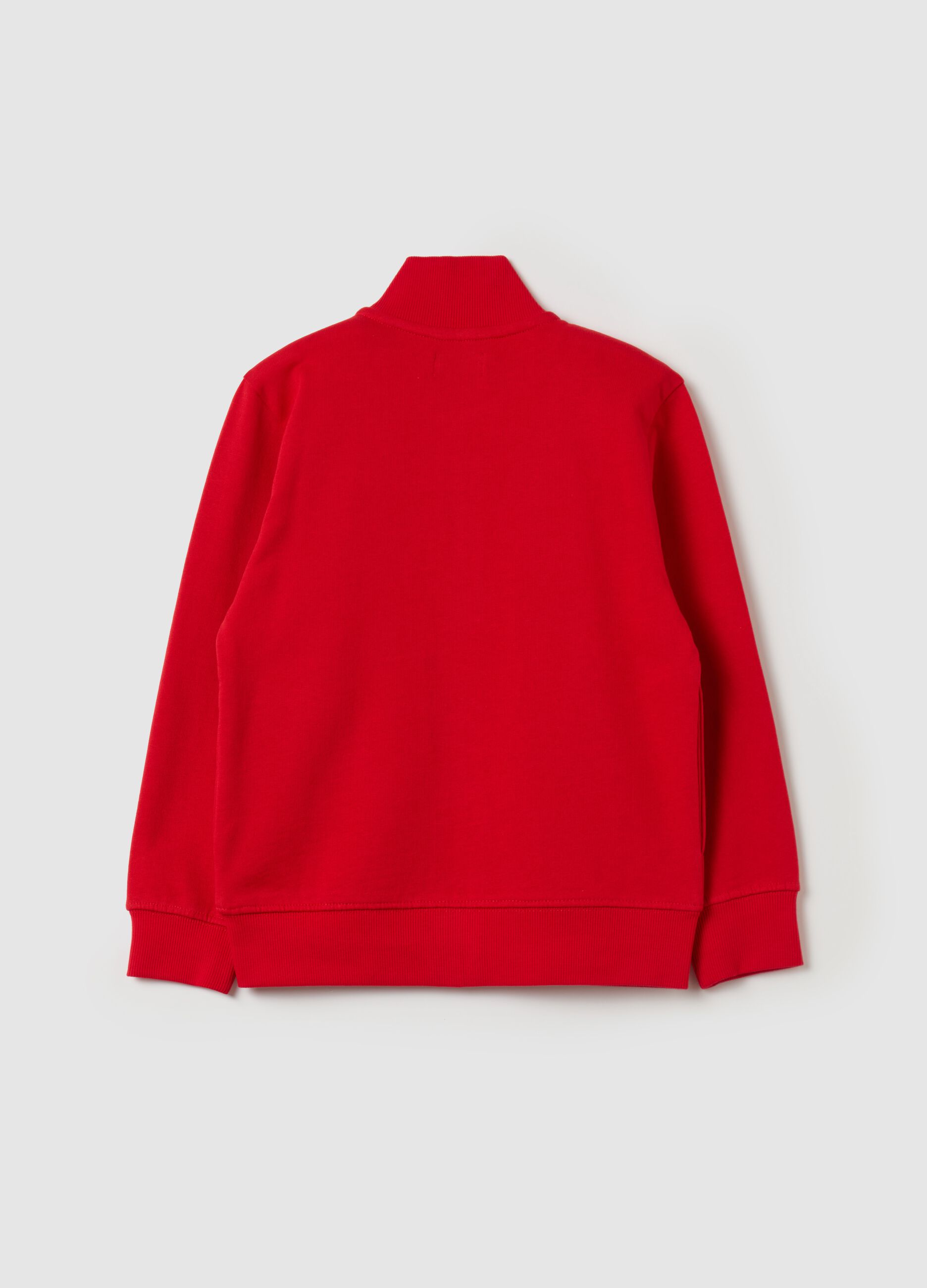 Full-zip sweatshirt in cotton with high neck