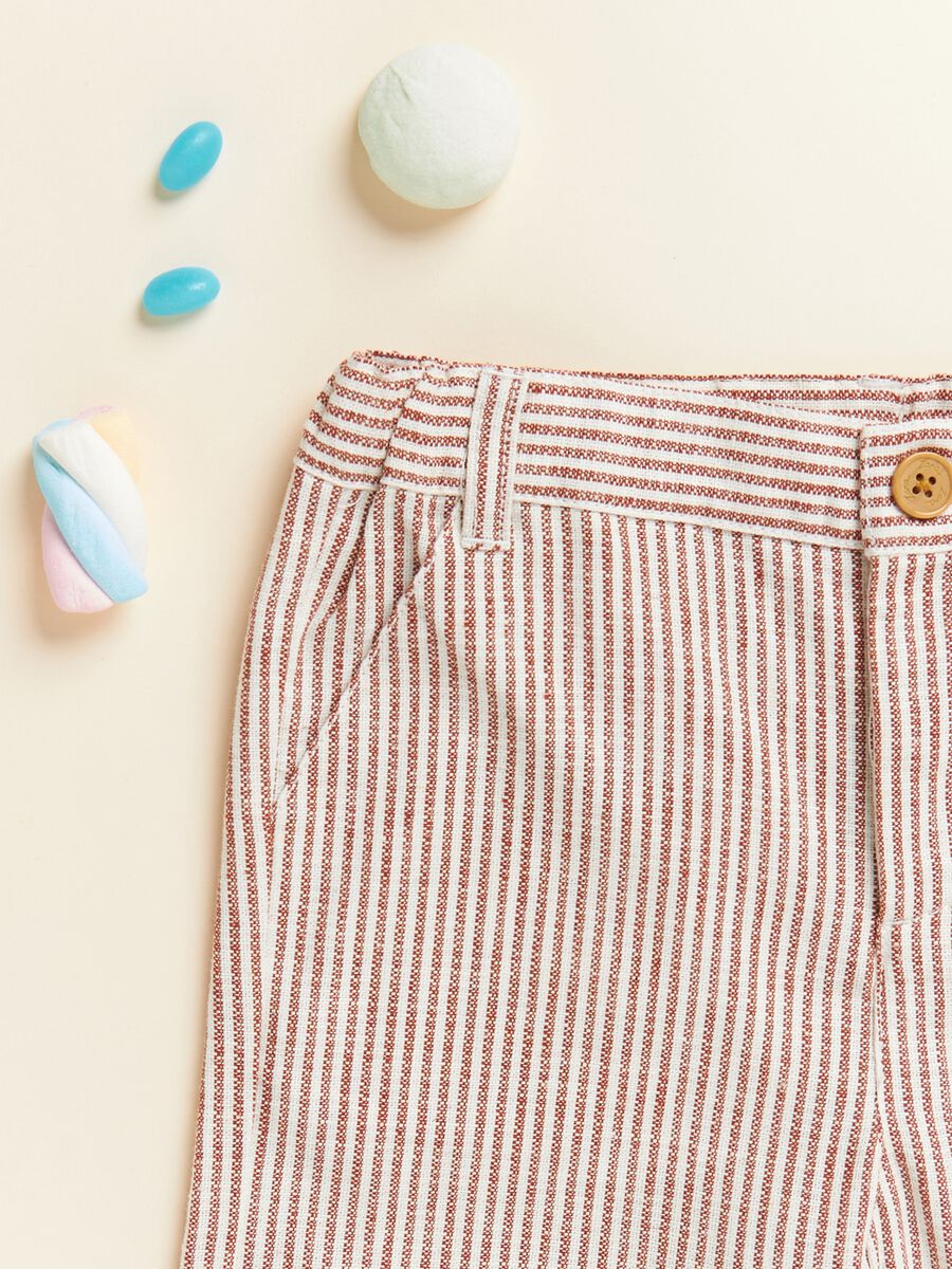 IANA yarn-dyed striped shorts in linen blend_1