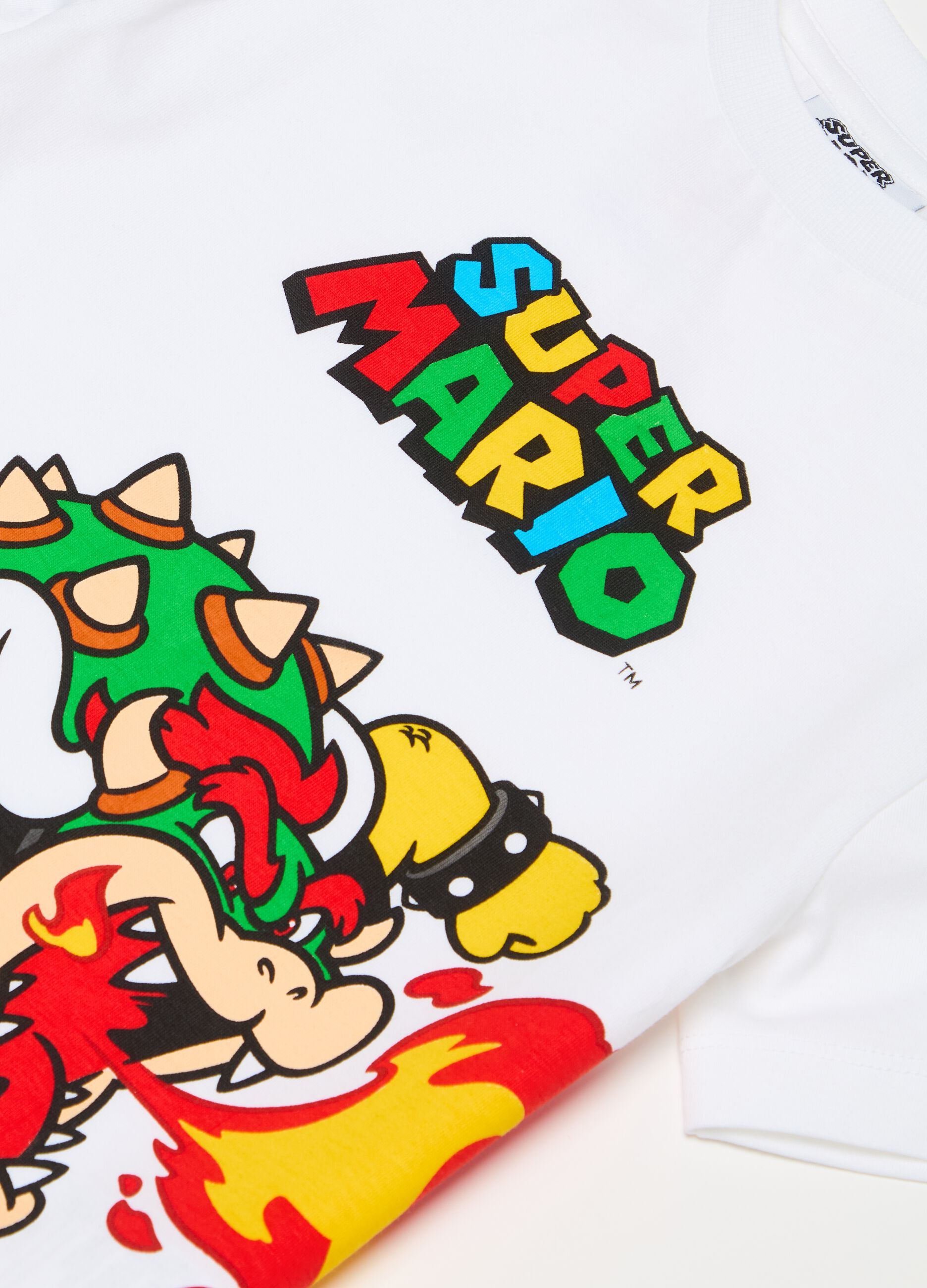 Cotton T-shirt with Bowser print