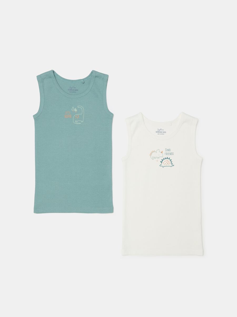 Two-pack racerback vests in organic cotton with print_0