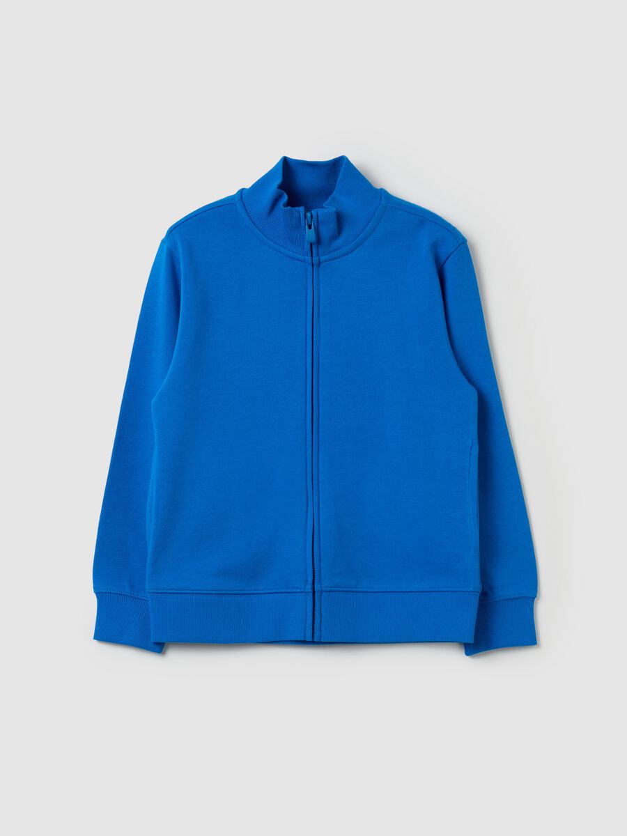 Full-zip sweatshirt in cotton with high neck_0