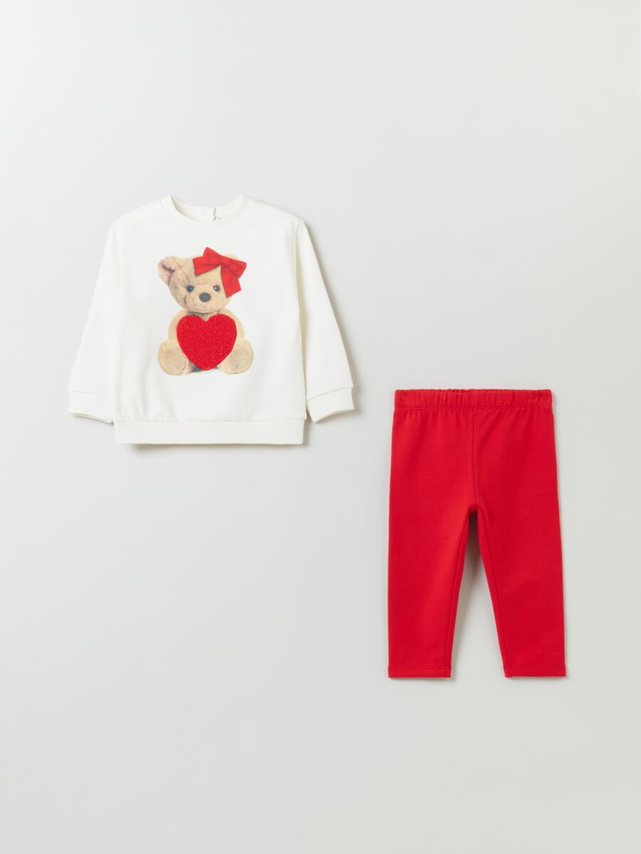 Jogging set stampa orsetta e cuore boucle_0