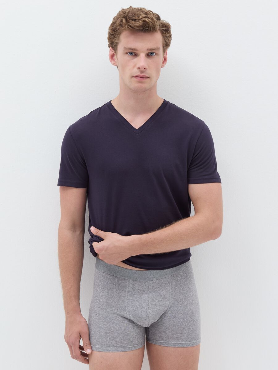 Stretch cotton boxers with external elastic_0