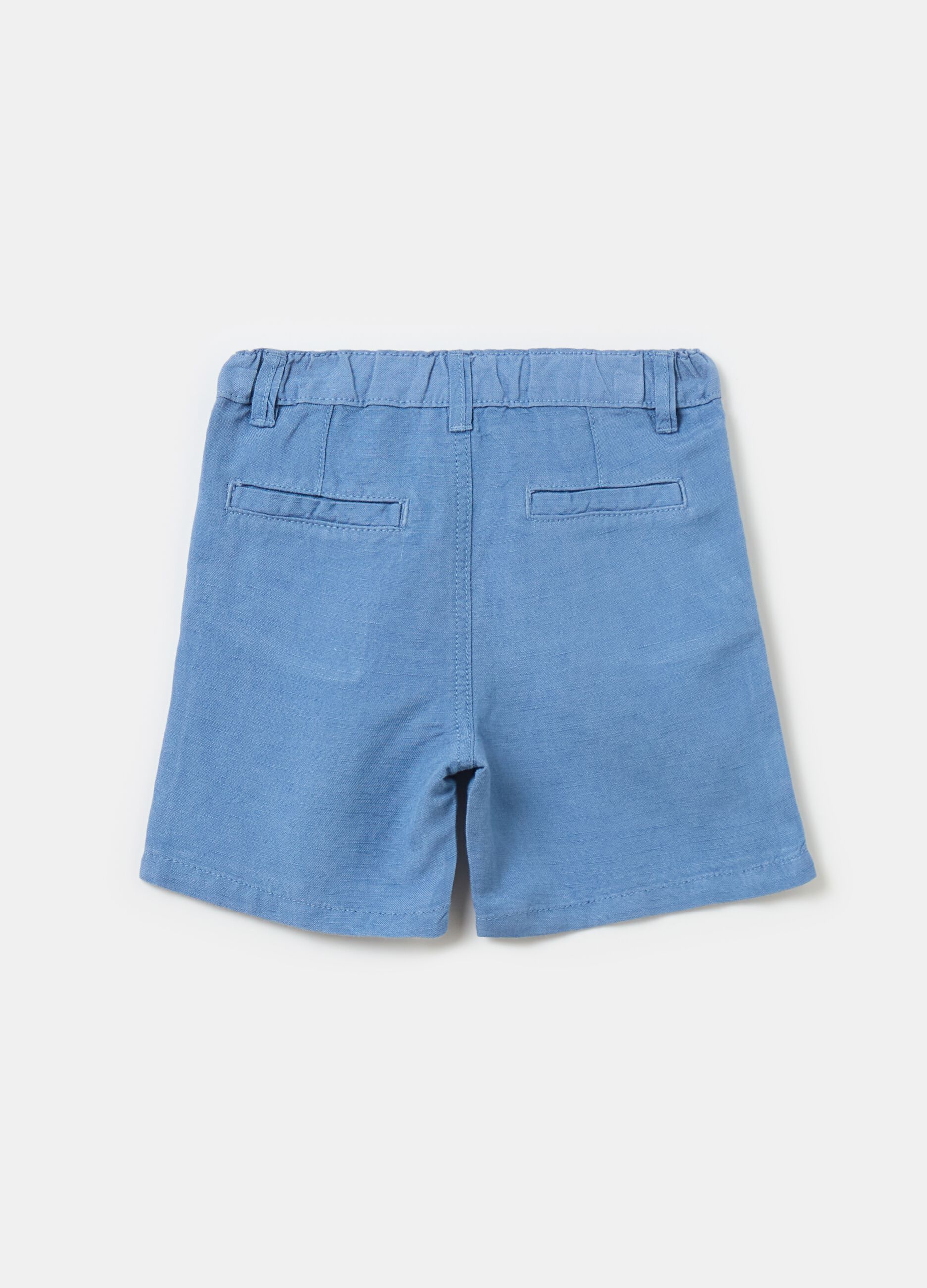 Viscose and linen Bermuda shorts with pockets