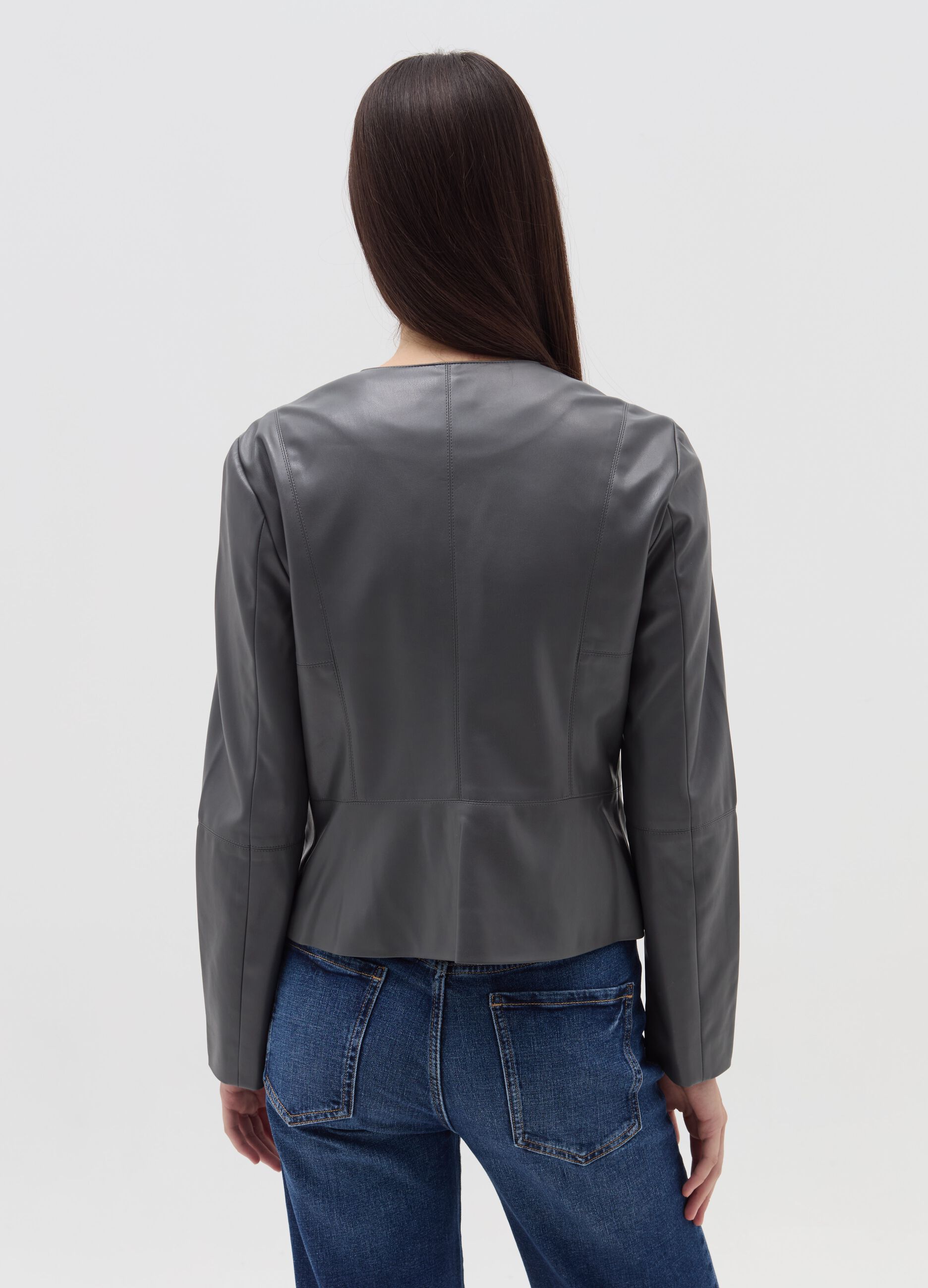 Biker jacket with shiny effect