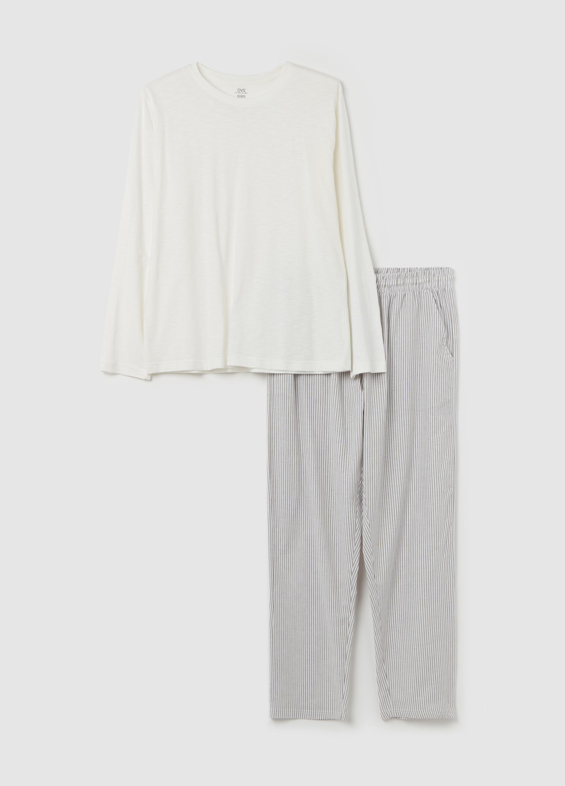 Long pyjamas with top in slub jersey