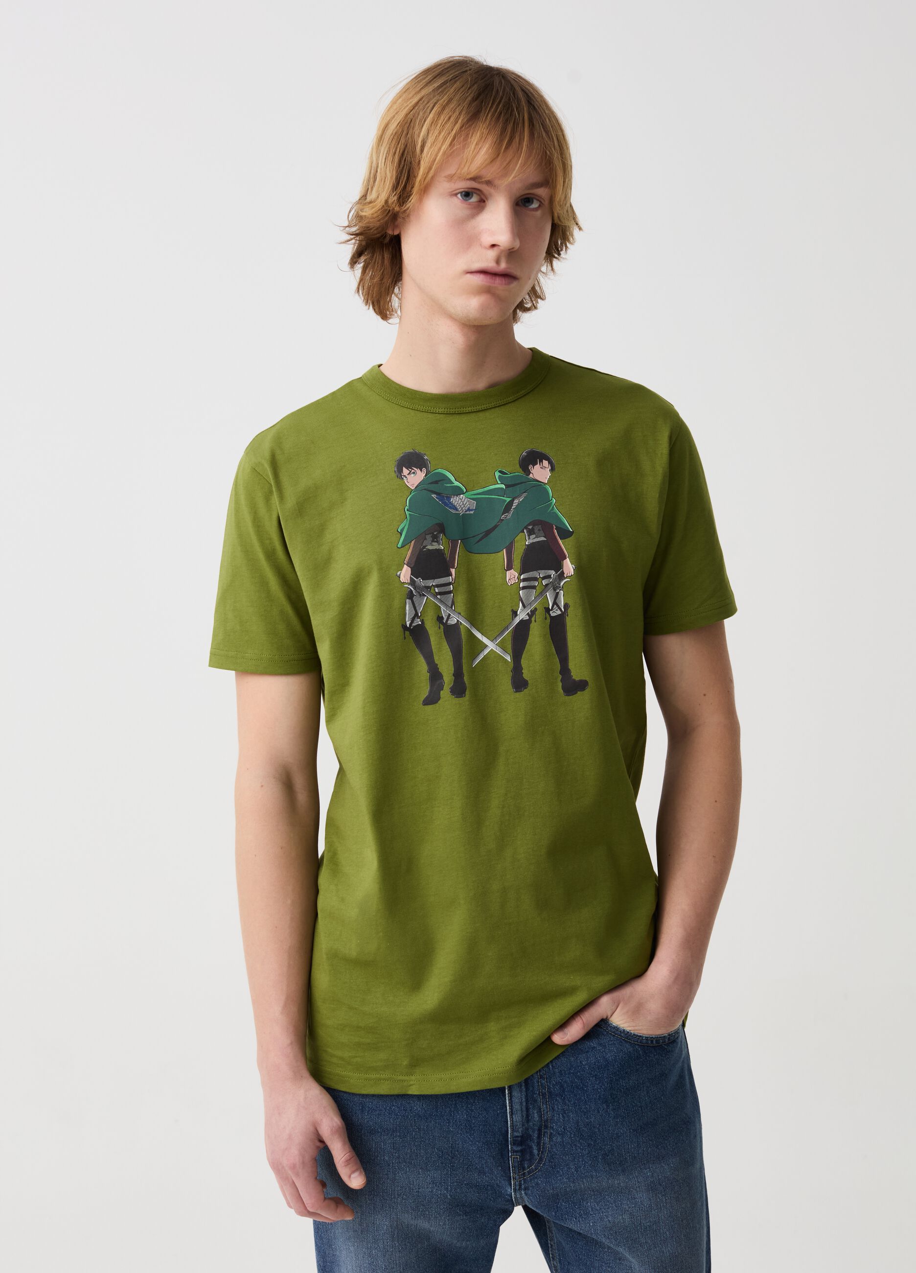 Ovs T-shirt in cotone stampa Attack On Titan