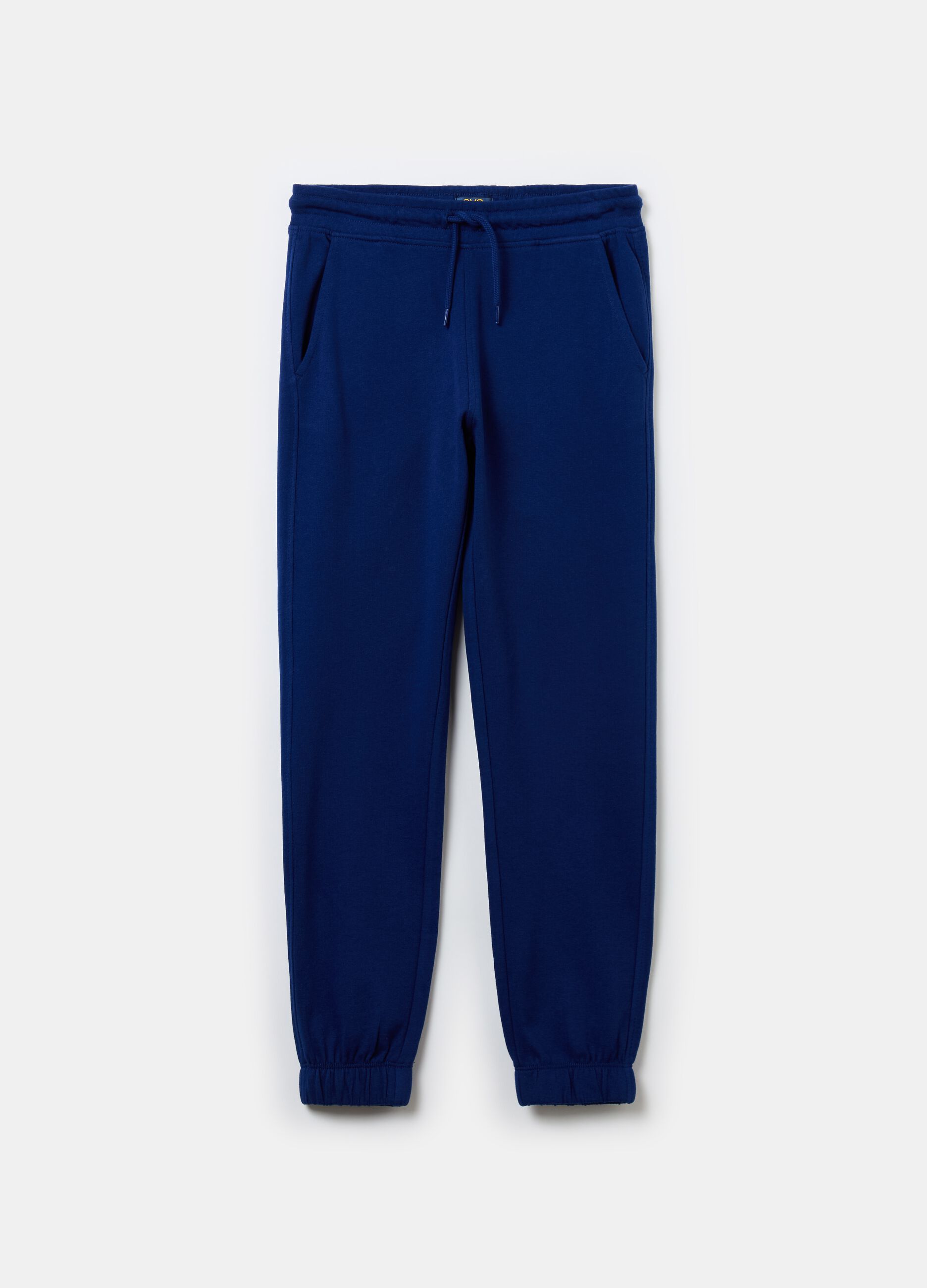 Solid colour fleece joggers with drawstring