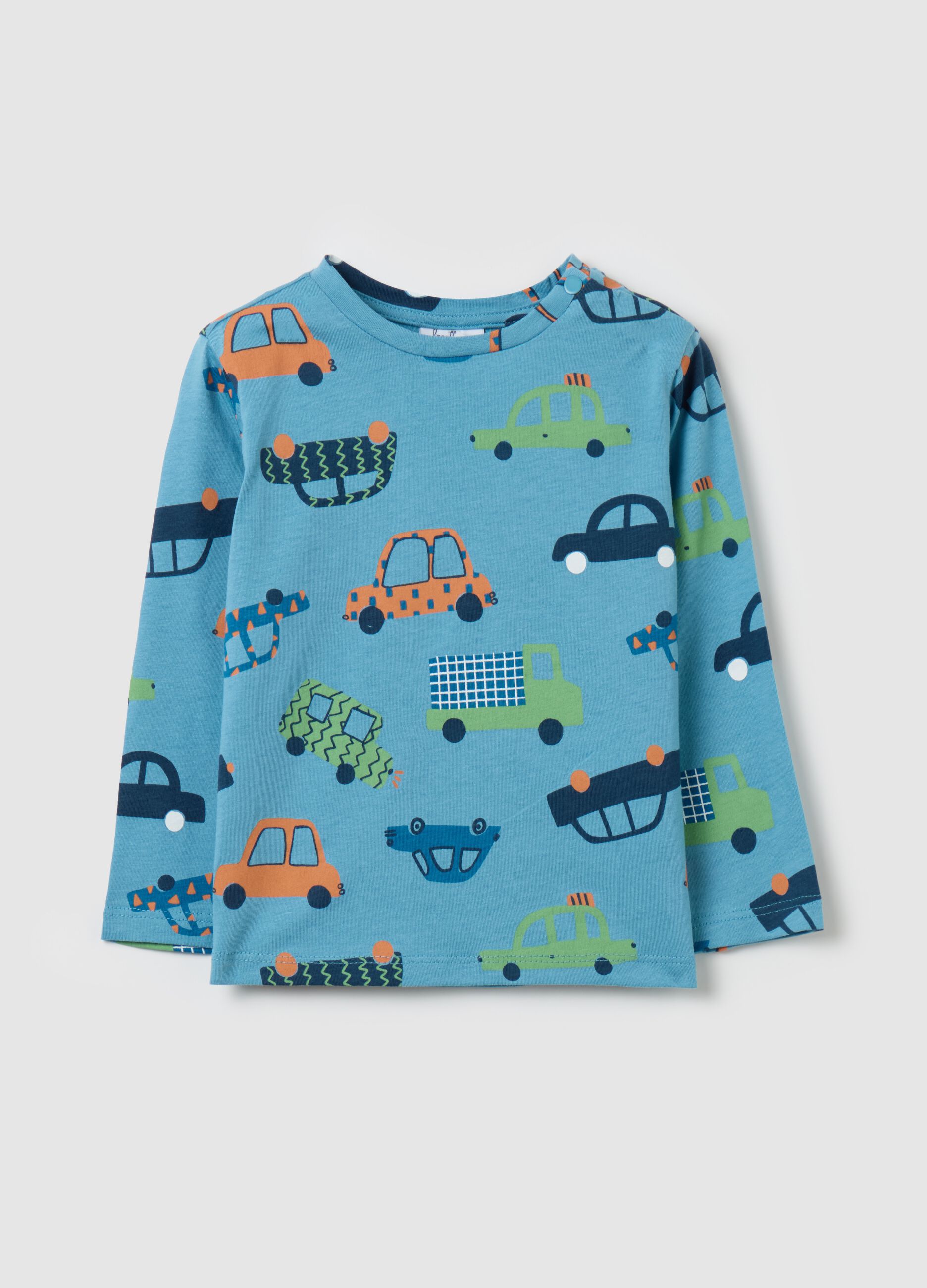 T-shirt with long sleeves and small cars print