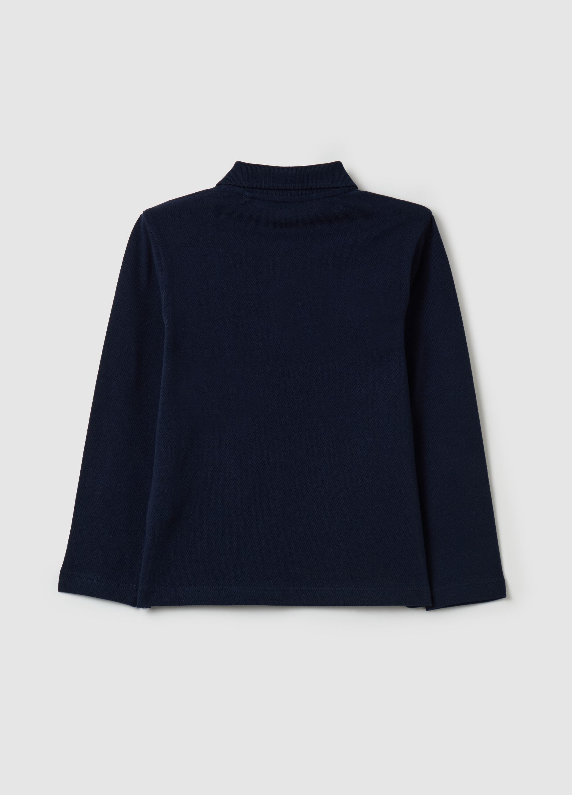 Long-sleeved polo shirt in organic cotton