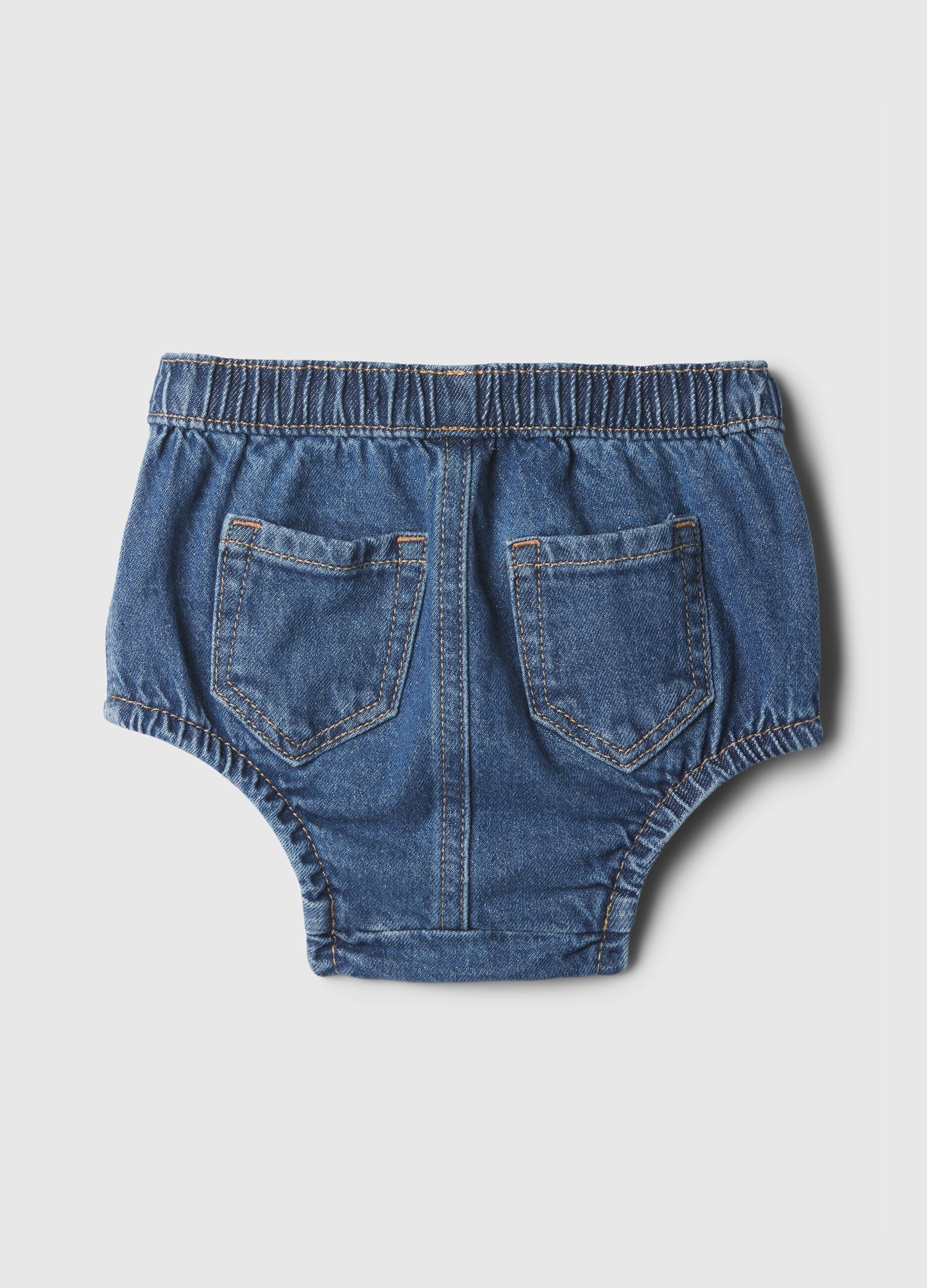 Denim French knickers with teddy bear embroidery