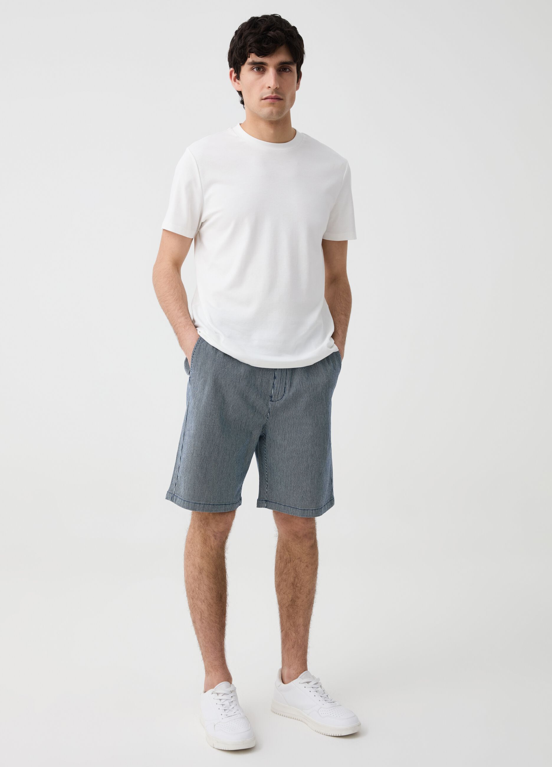 Ovs Bermuda jogger in cotone a righe