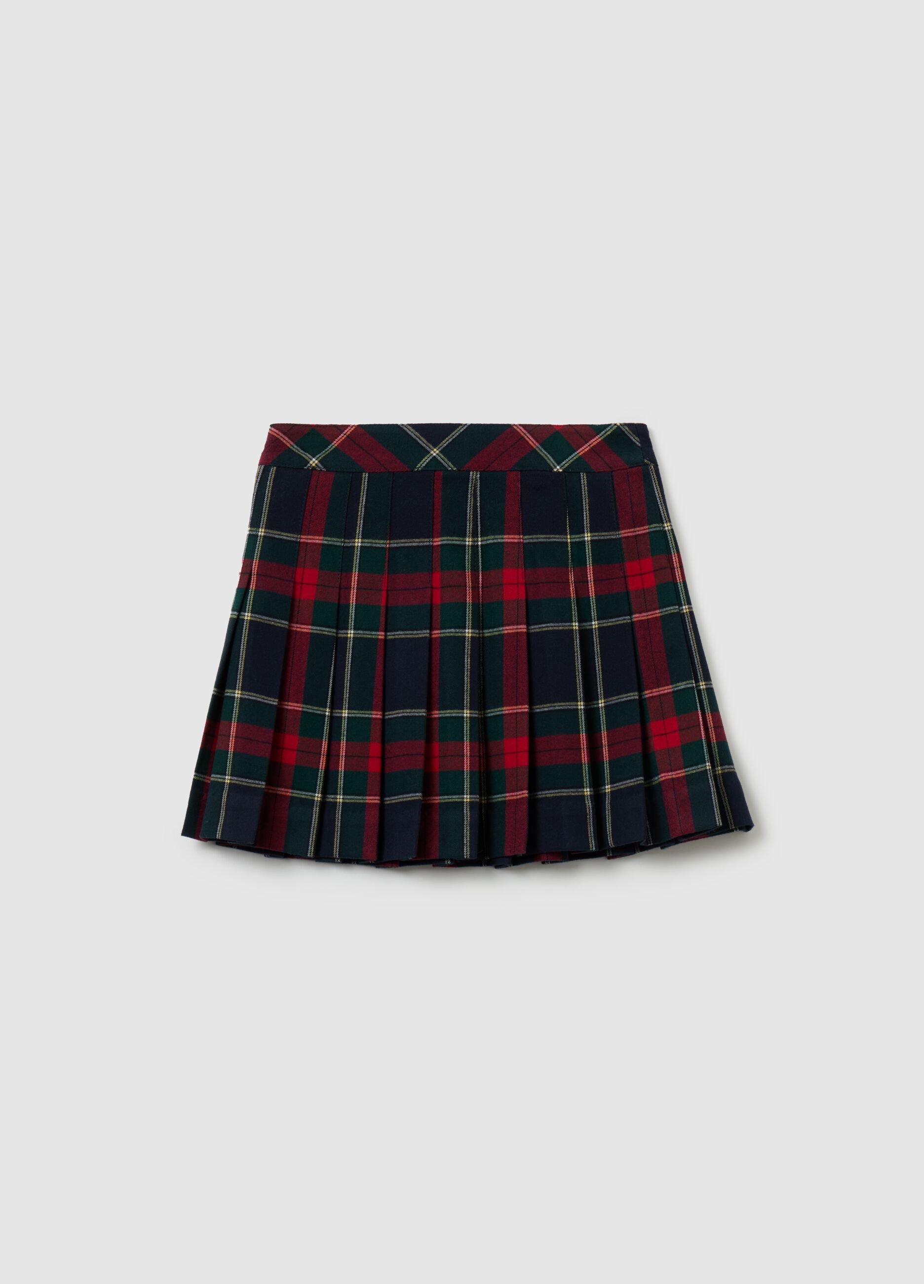 Pleated tartan miniskirt