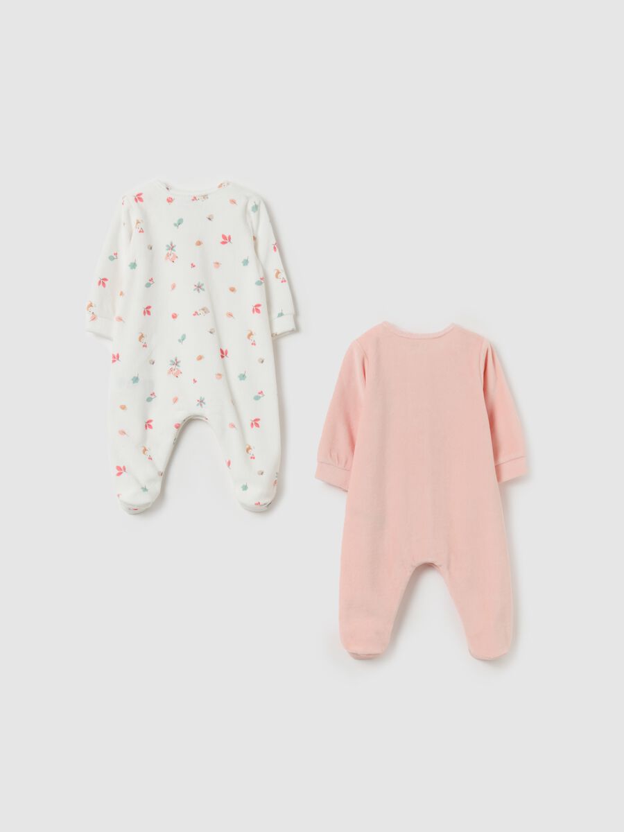 Two-pack velour onesies with feet_1