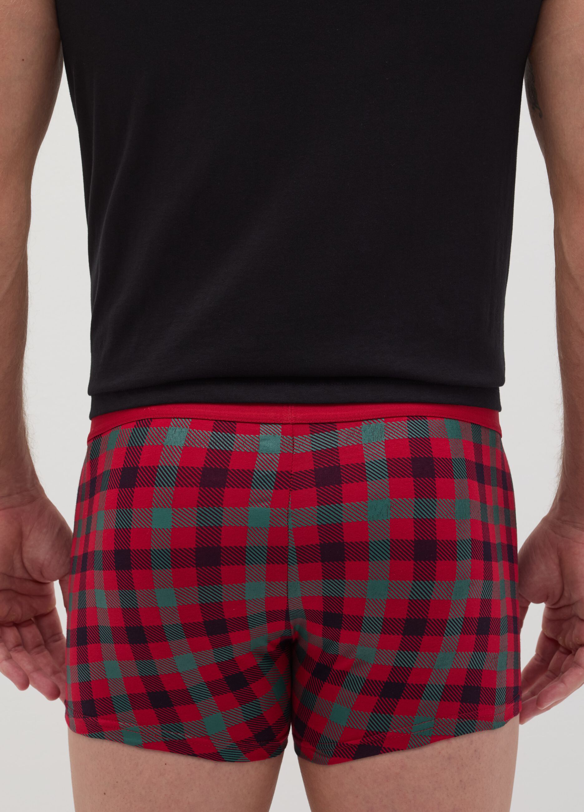 Stretch organic cotton boxer shorts with all-over print