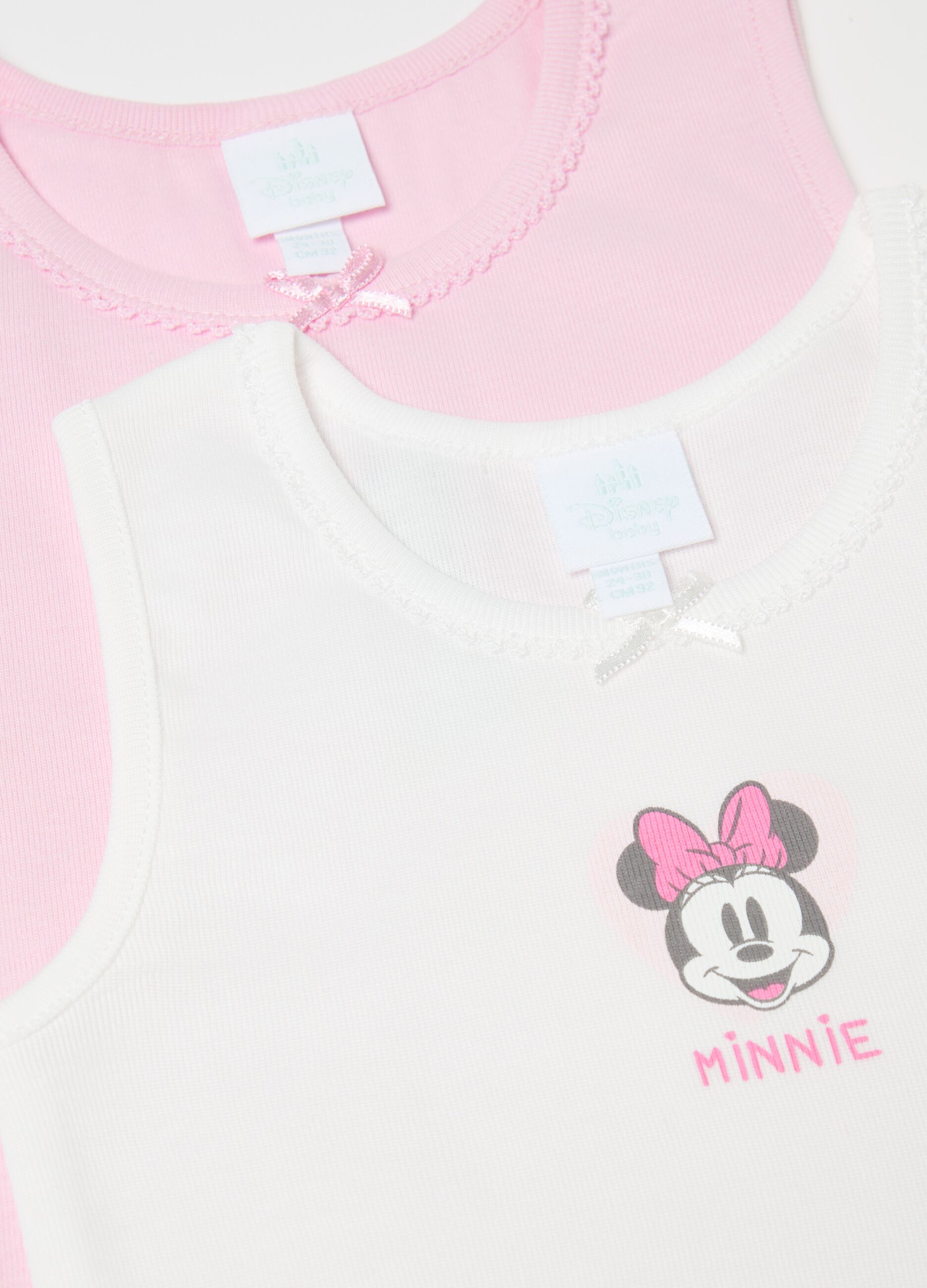 Two-pack vests with bow and Minnie Mouse print