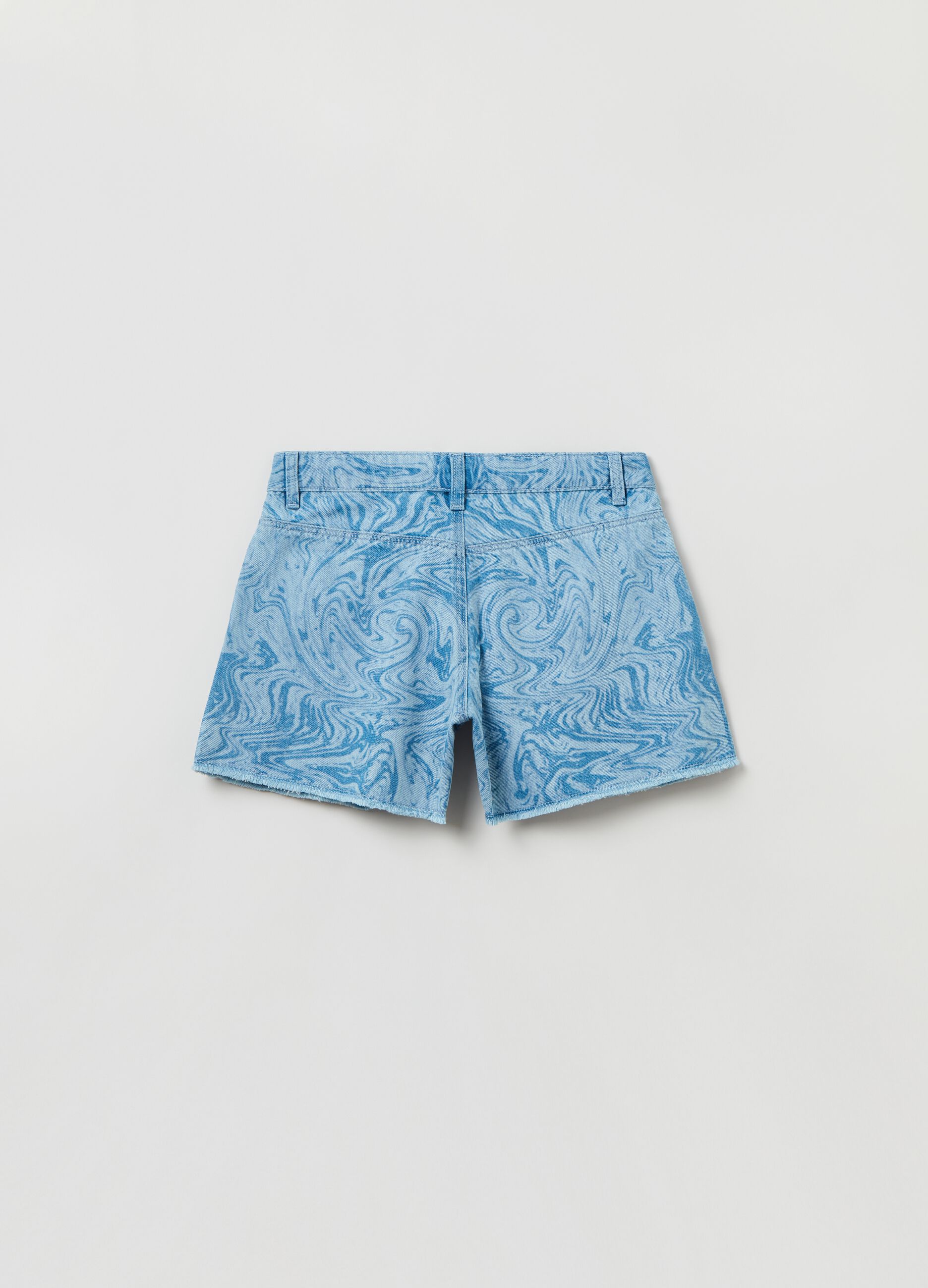Denim shorts with all-over print