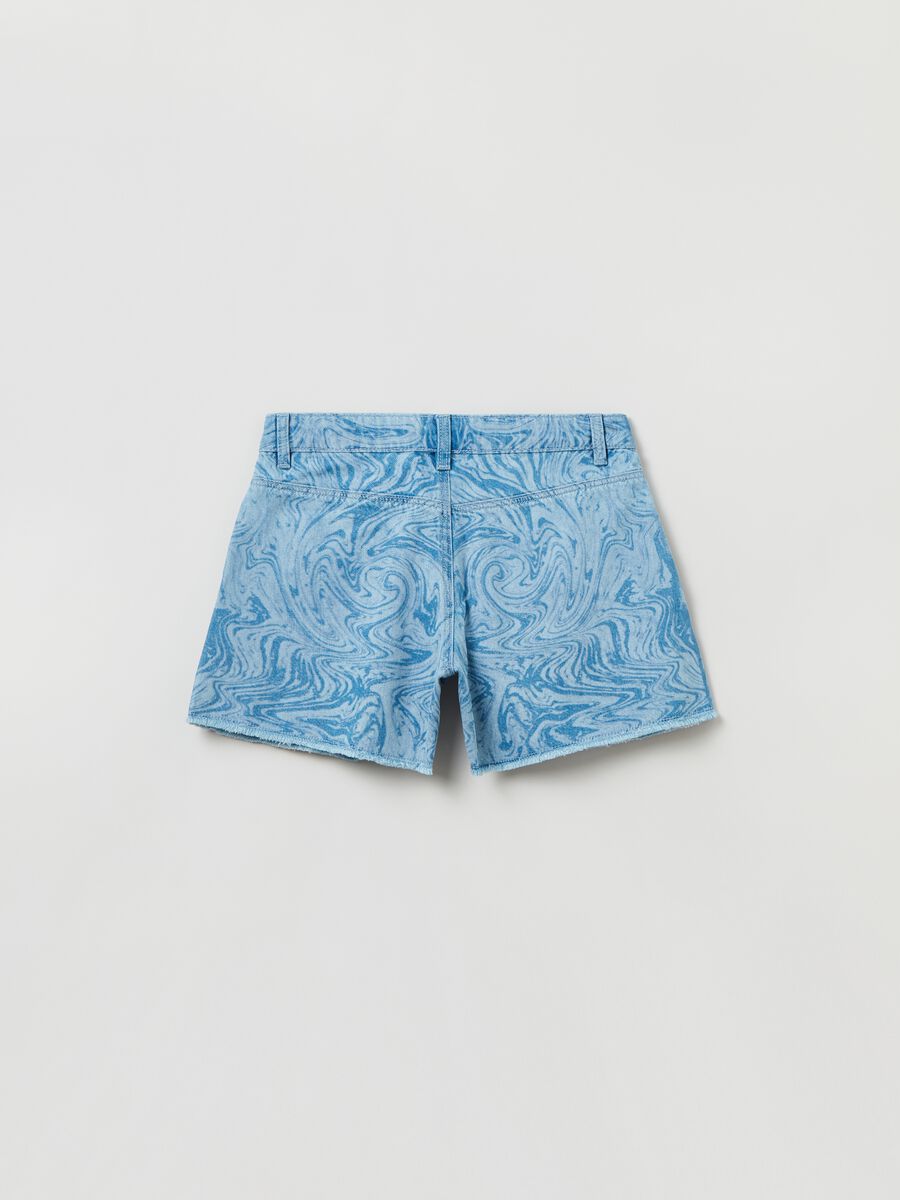 Shorts in denim con stampa all-over_2