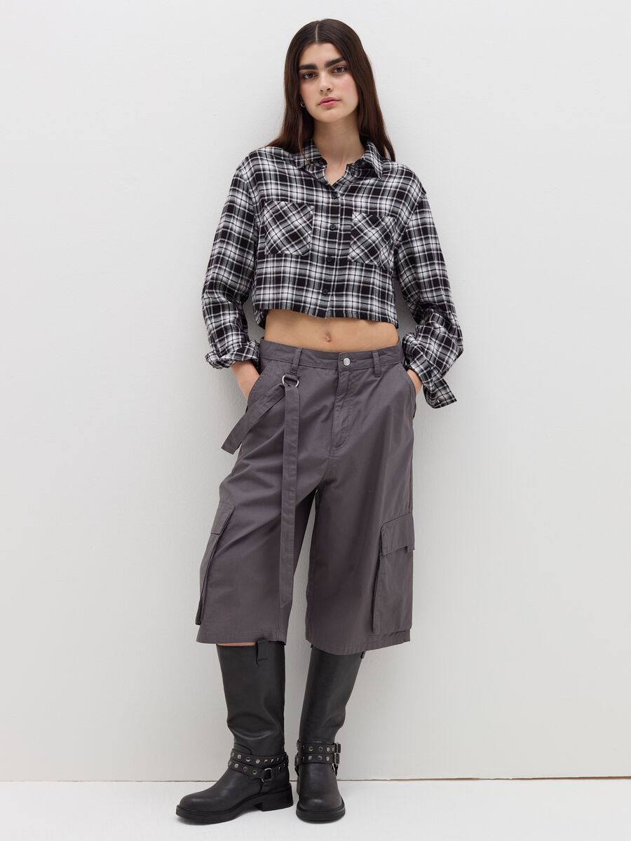 Crop shirt in check flannel_0