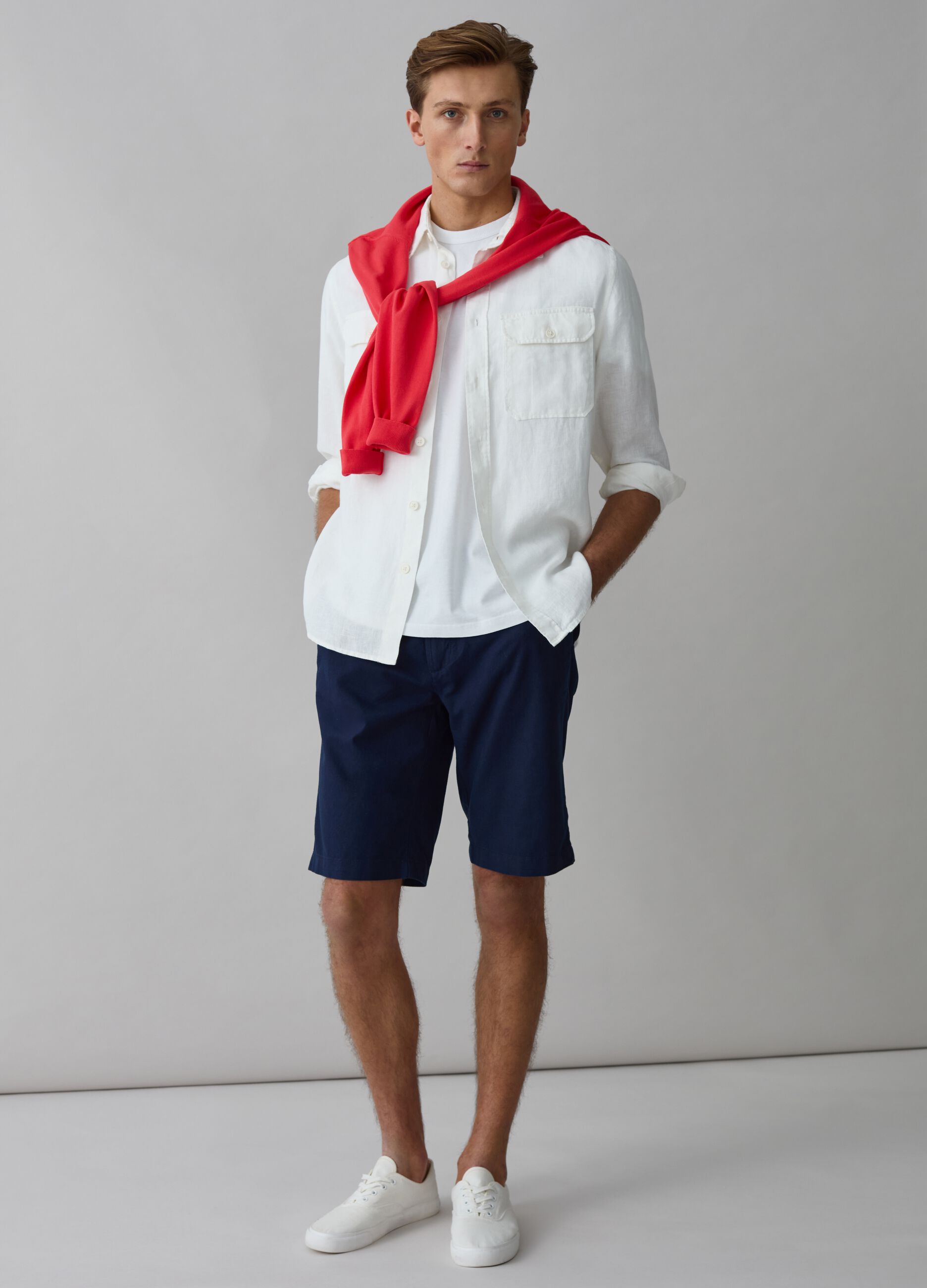 Ovs Bermuda chino in lino e cotone con coulisse