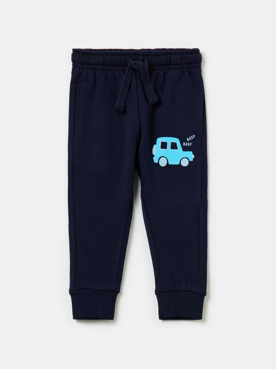 Fleece joggers with drawstring and print_0