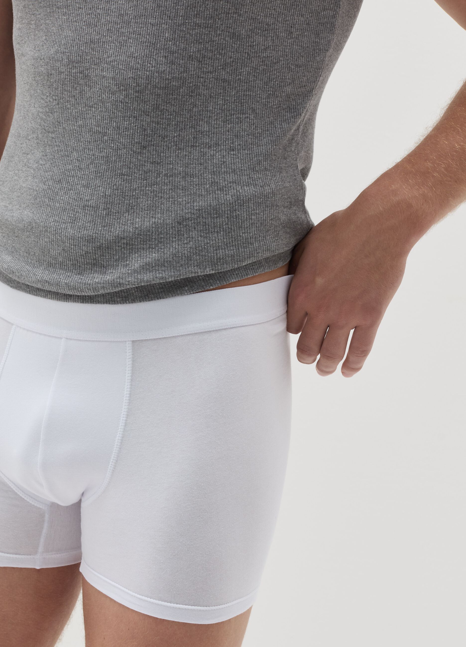 Organic cotton boxer shorts with external elastic