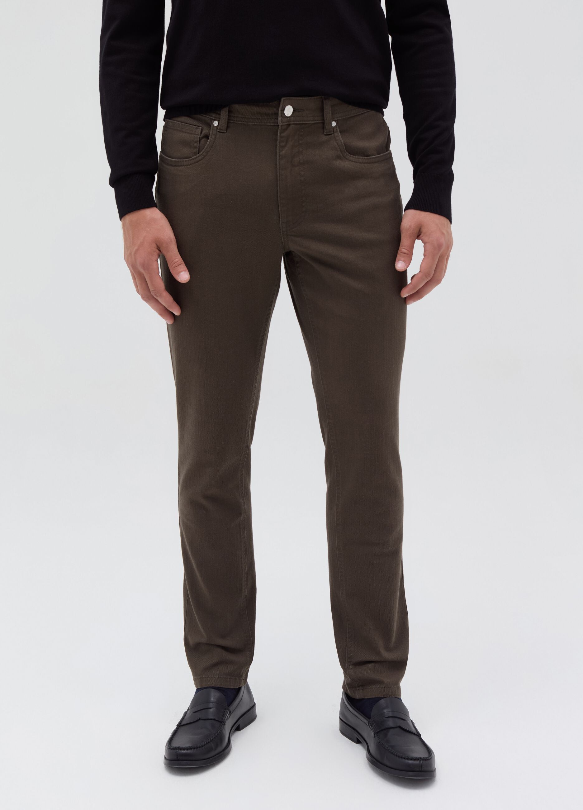 Stretch twill trousers with five pockets