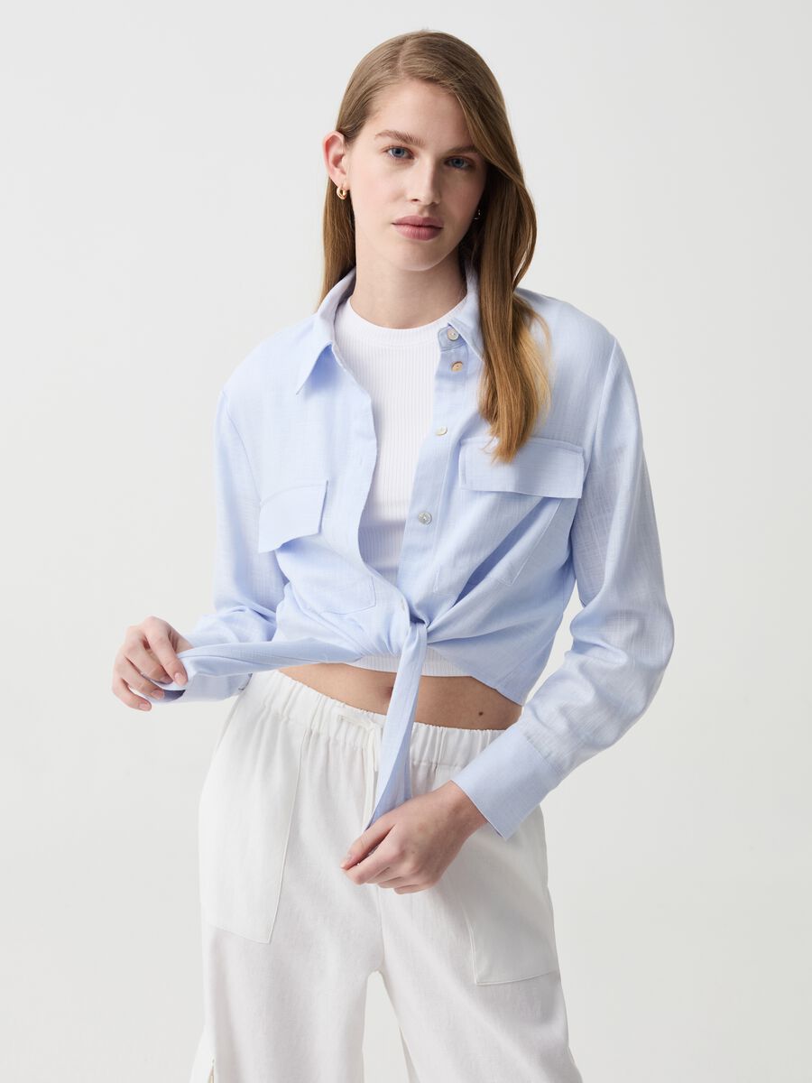 Cropped shirt with knot_0