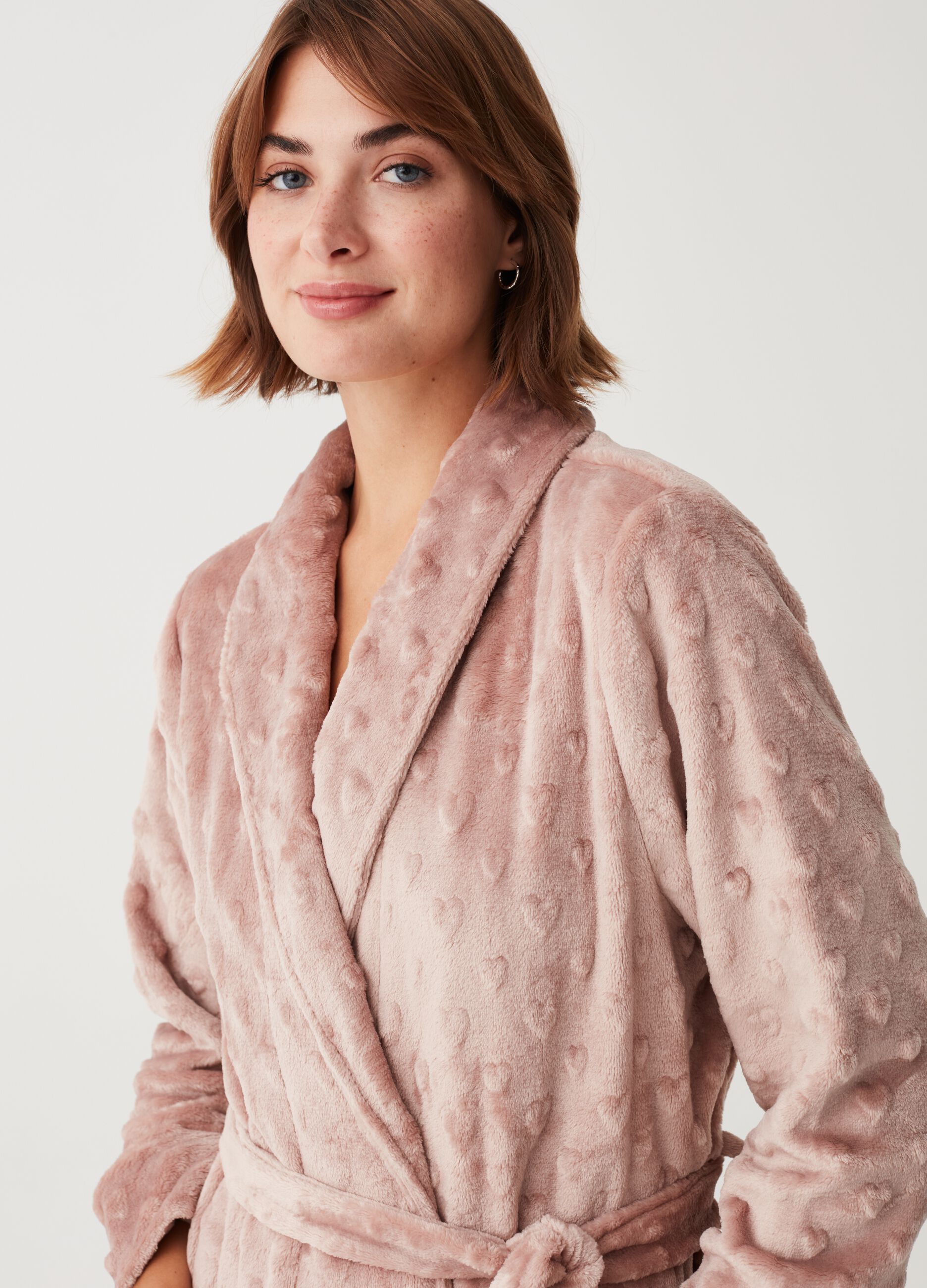 Full-length robe with embossed heart