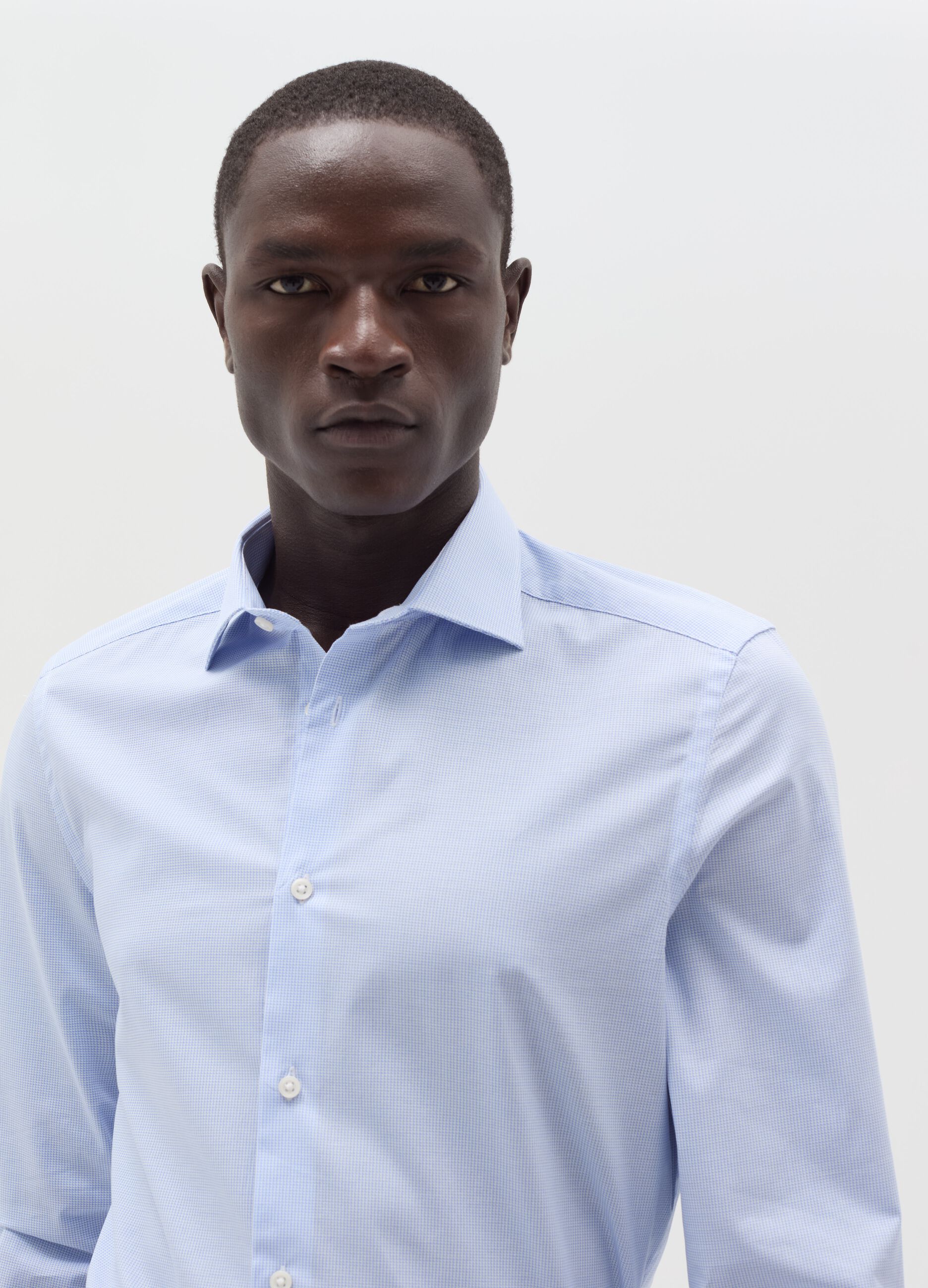 Slim-fit shirt with micro waffle weave