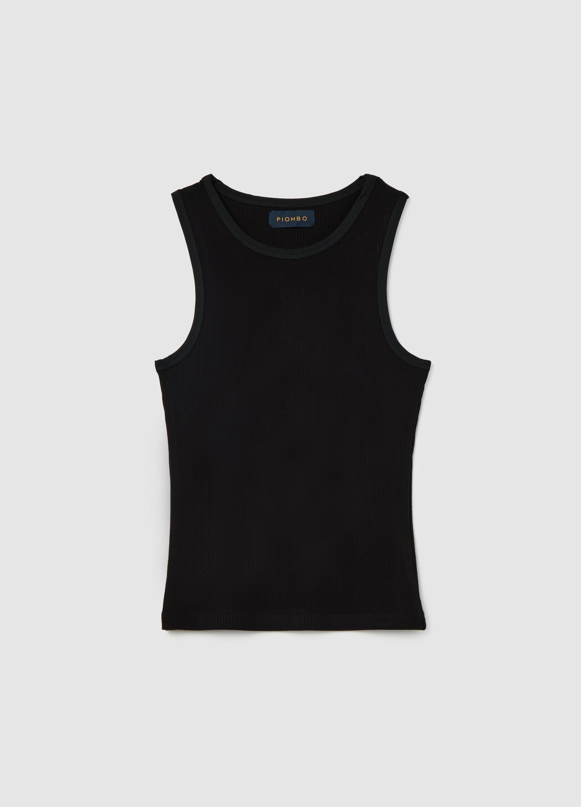 Tank top in ribbed stretch viscose