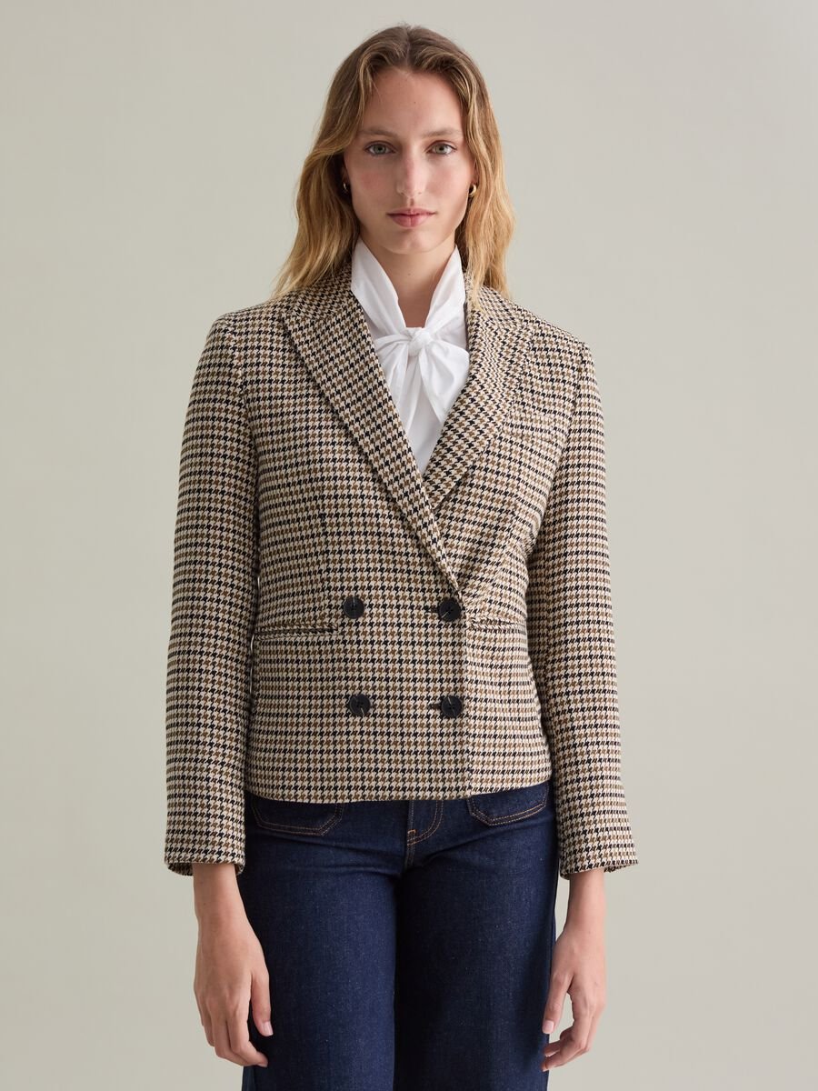 Double-breasted houndstooth blazer_3