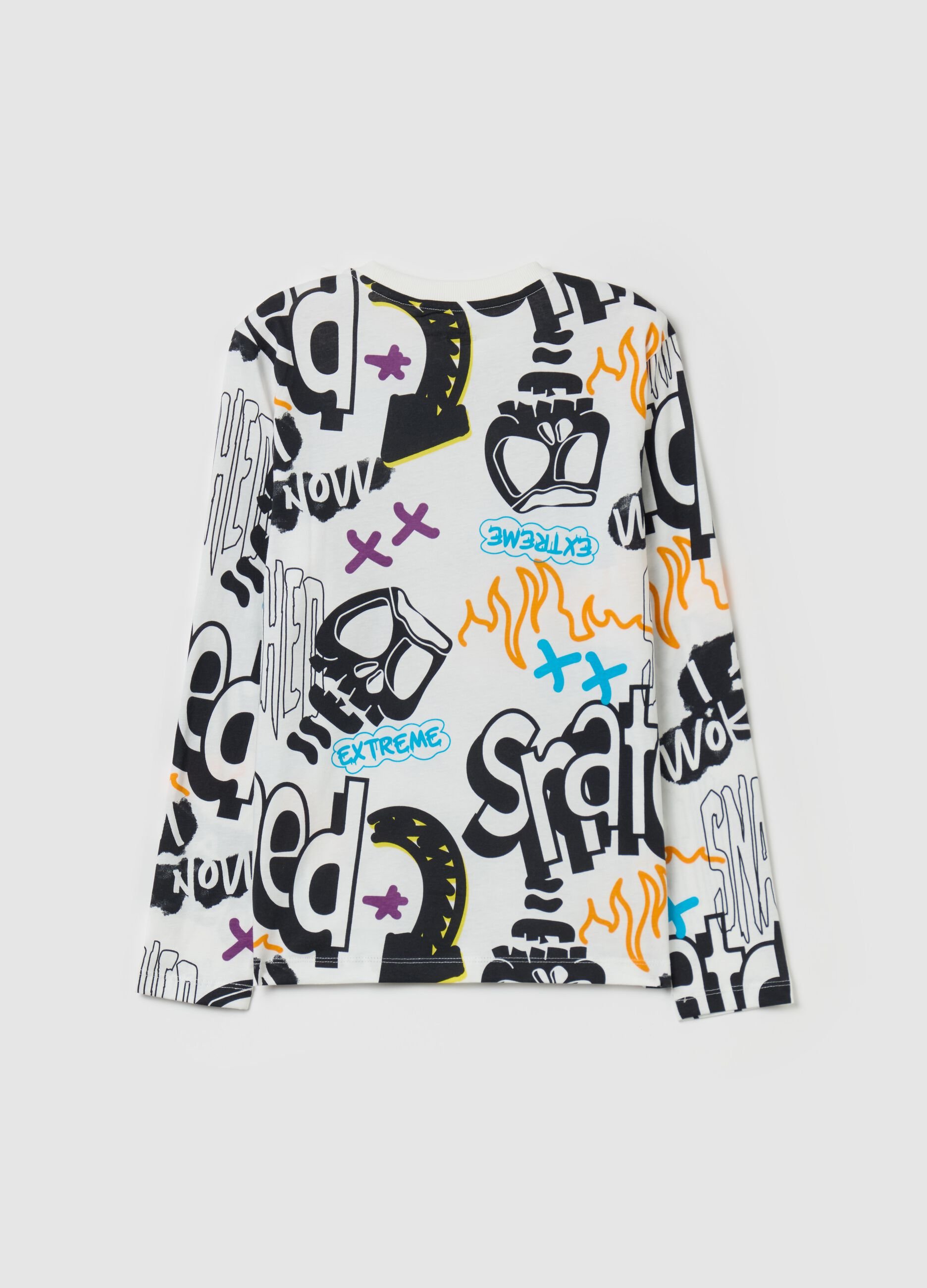 T-shirt a maniche lunghe con stampa all-over