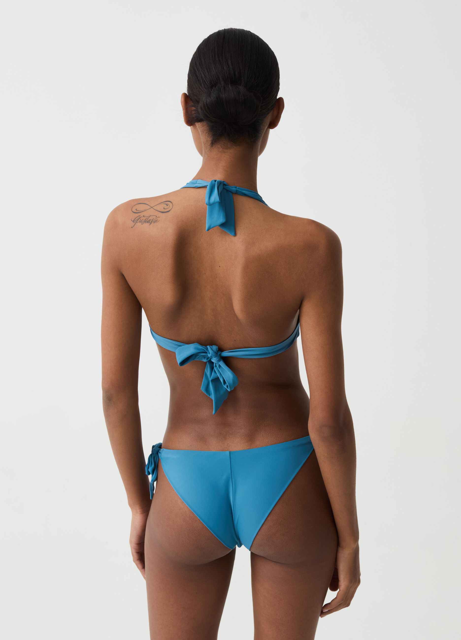 Triangle bikini top with micro sequins