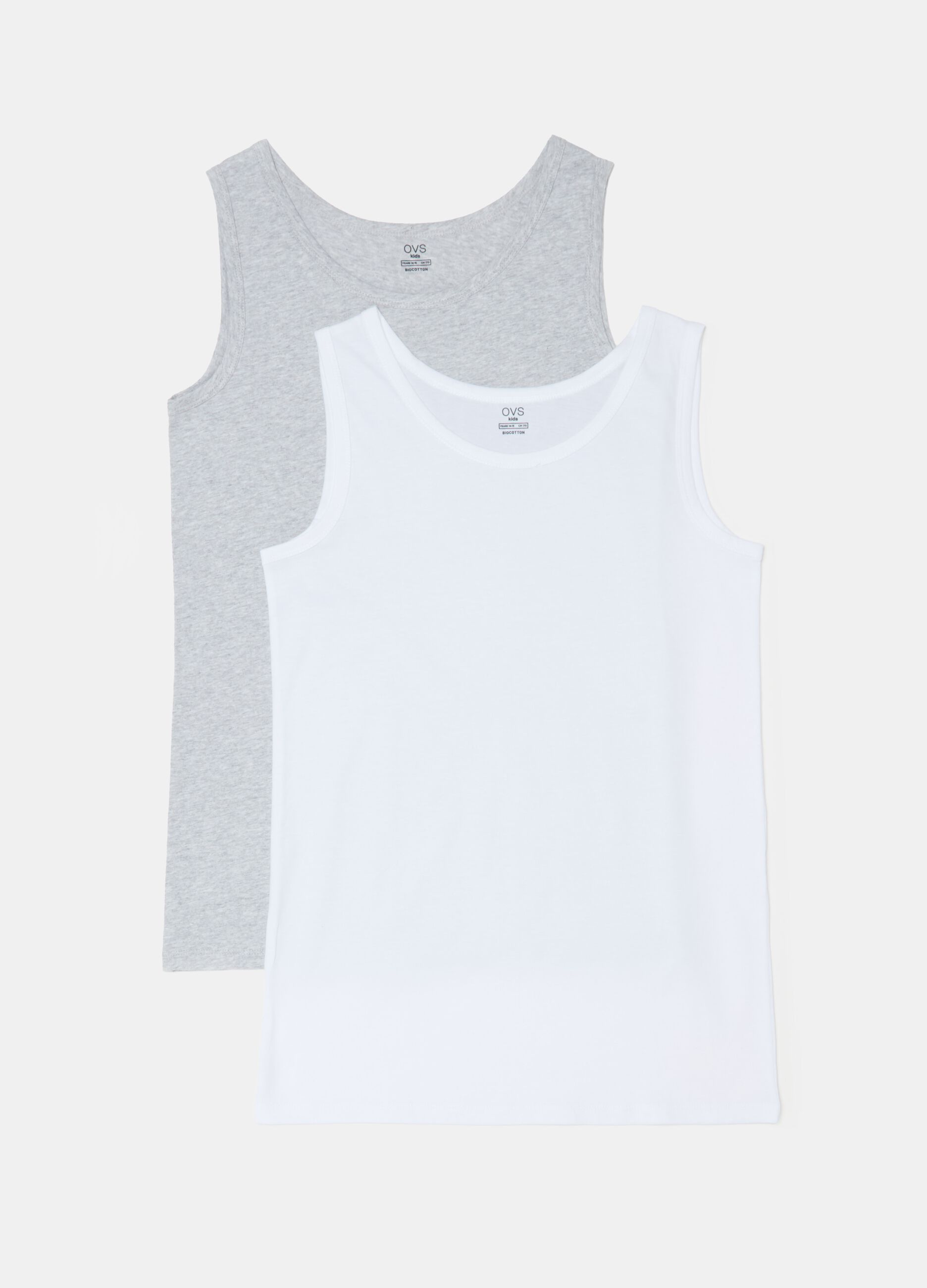 Two-pack racerback vests in organic cotton jersey