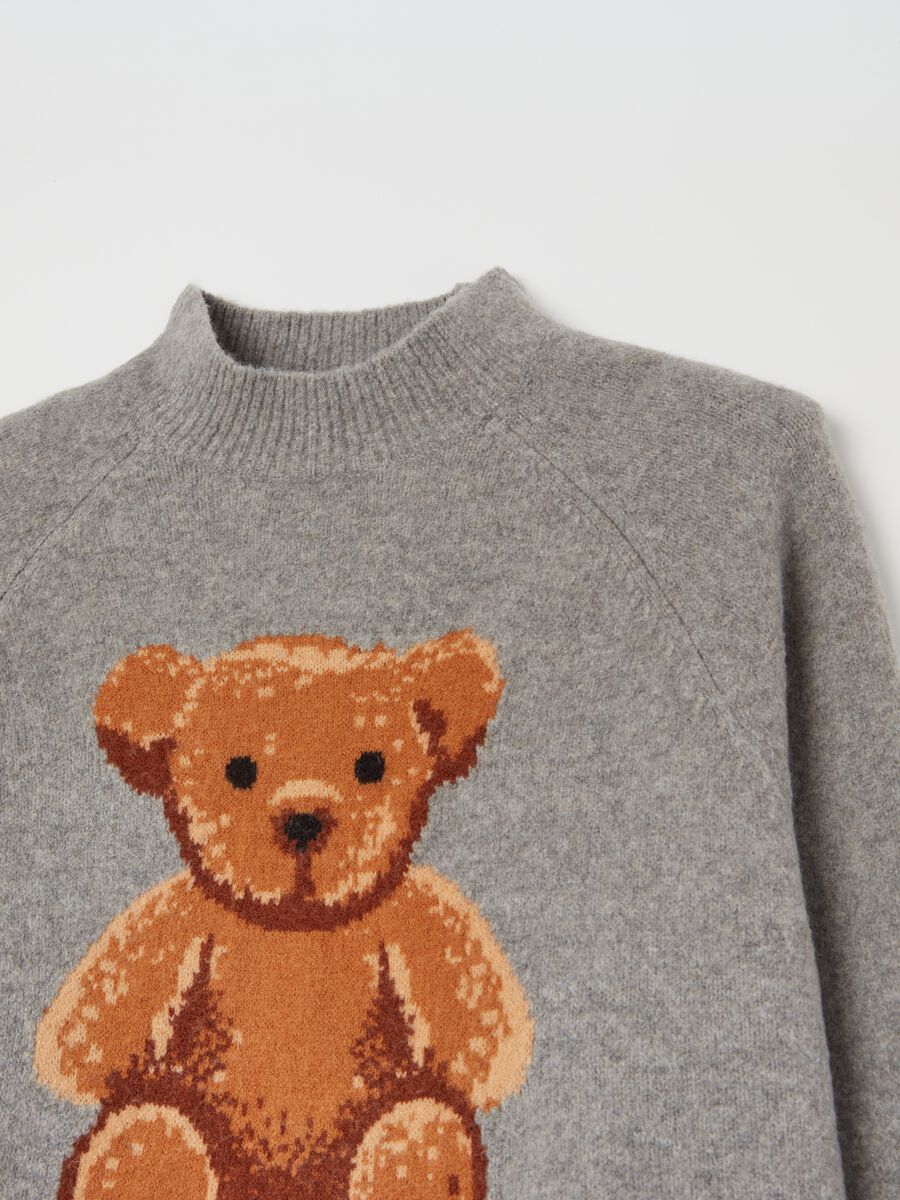 Crop pullover with jacquard bear_5