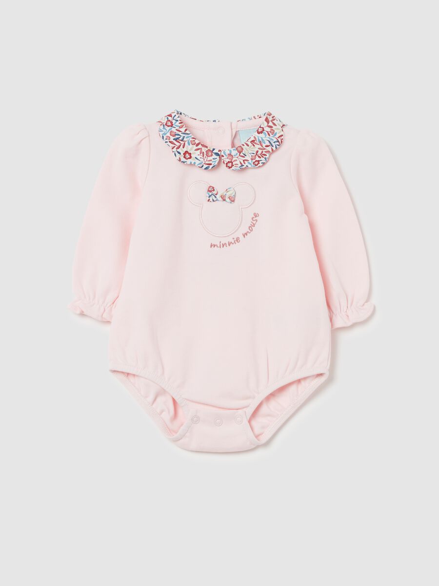 Organic cotton bodysuit with Minnie Mouse embroidery_0