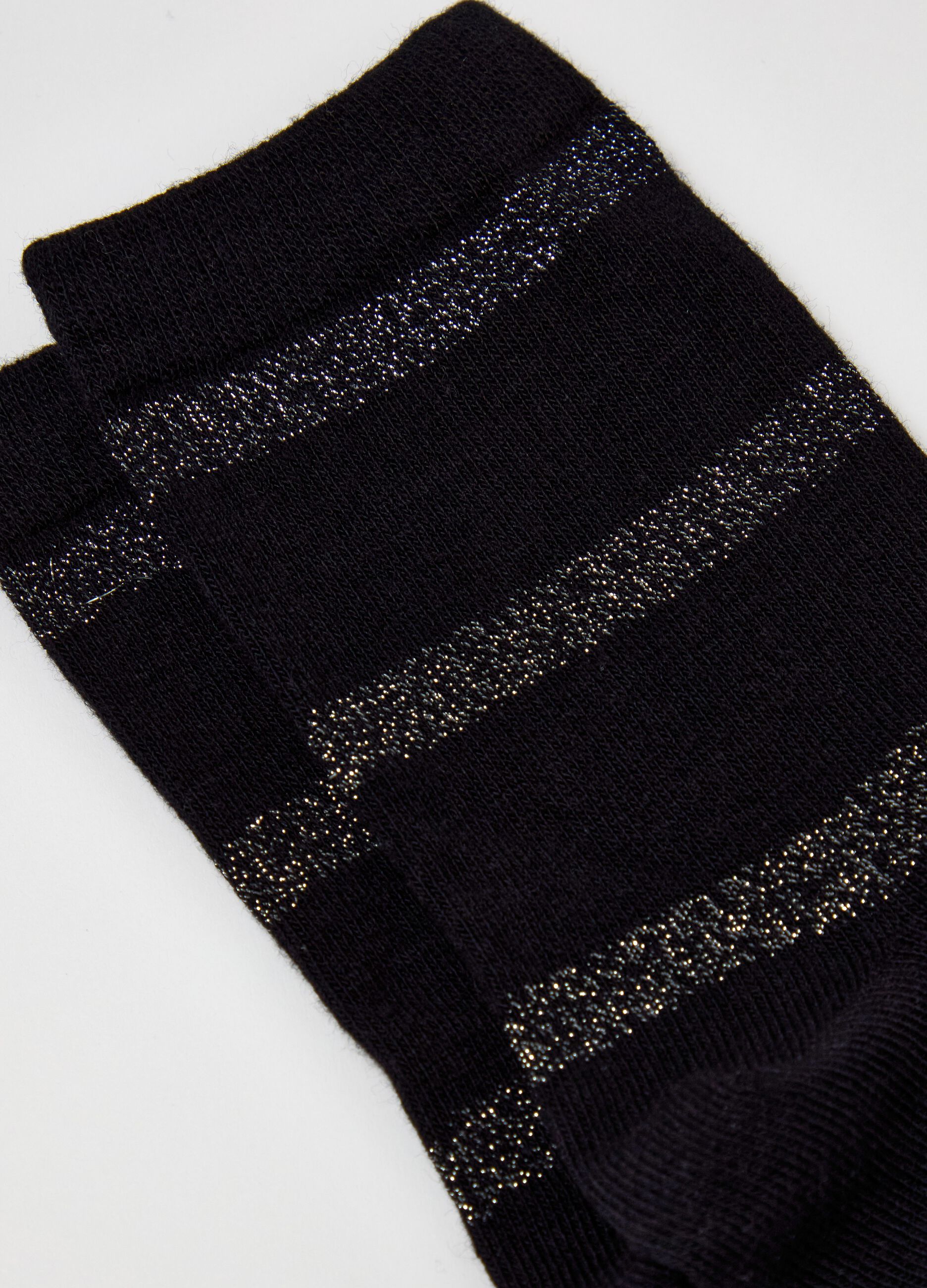 Two-pair pack short stretch socks with lurex