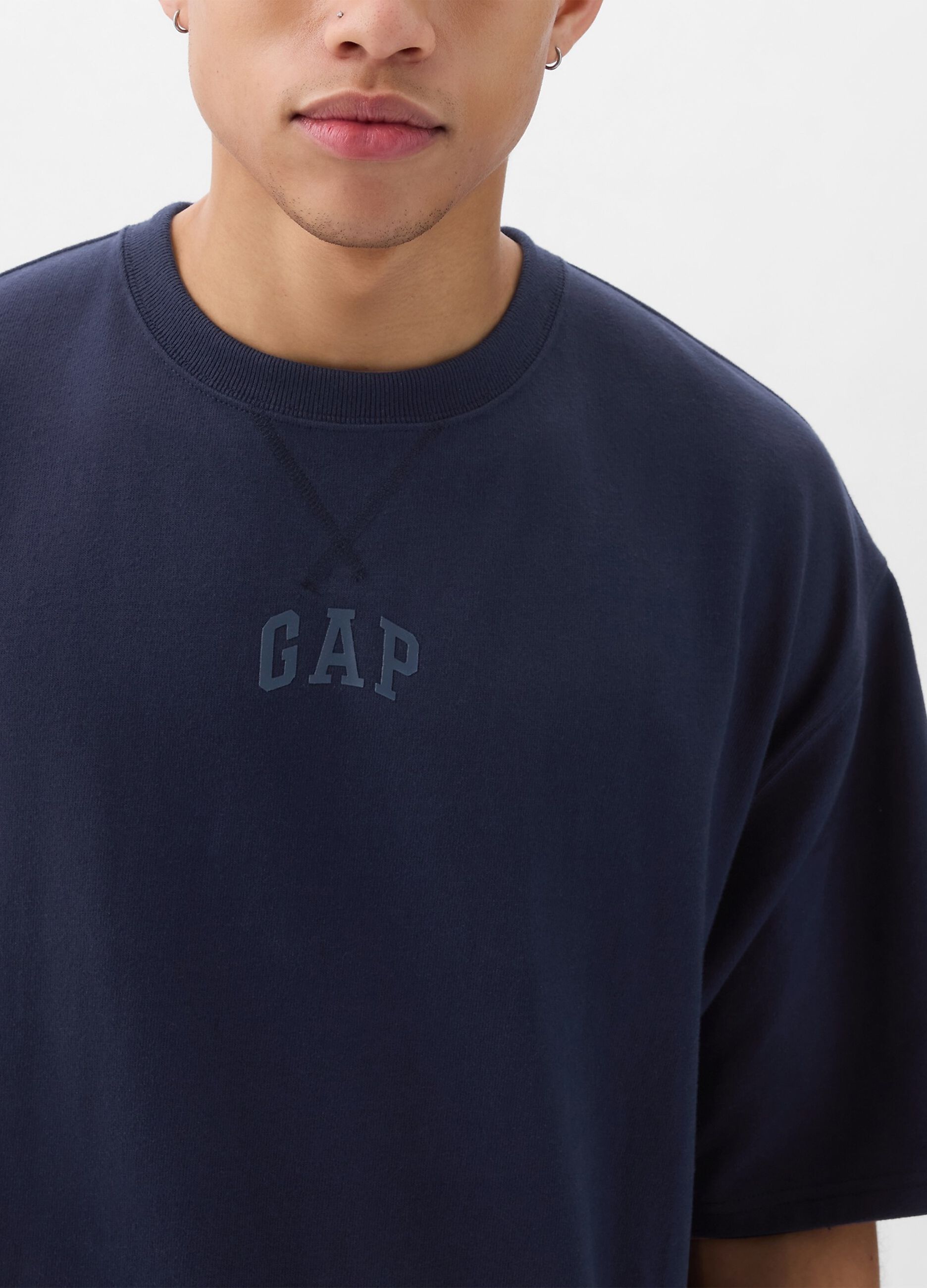 Fleece T-shirt with logo print