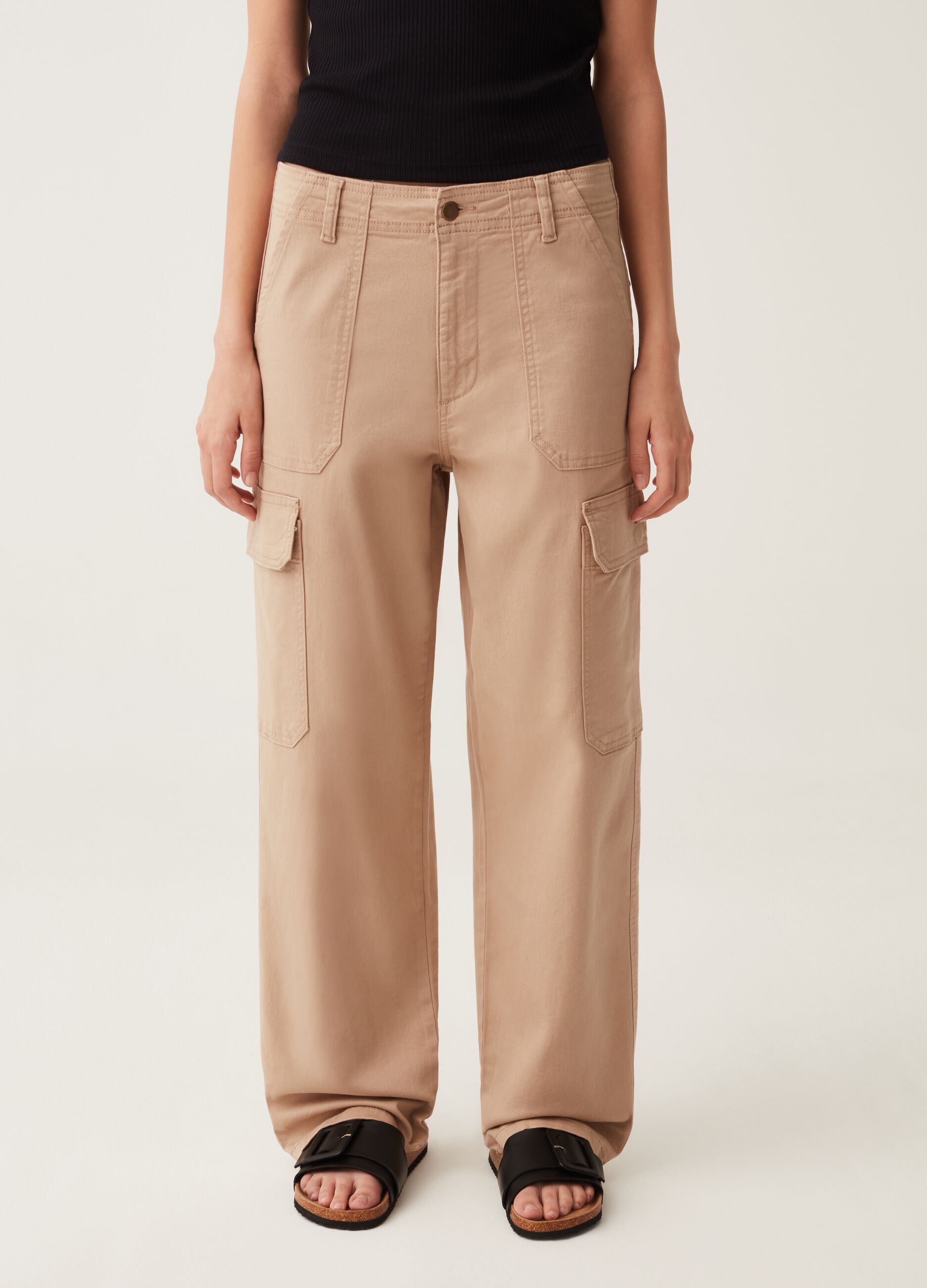 Stretch cotton cargo pants